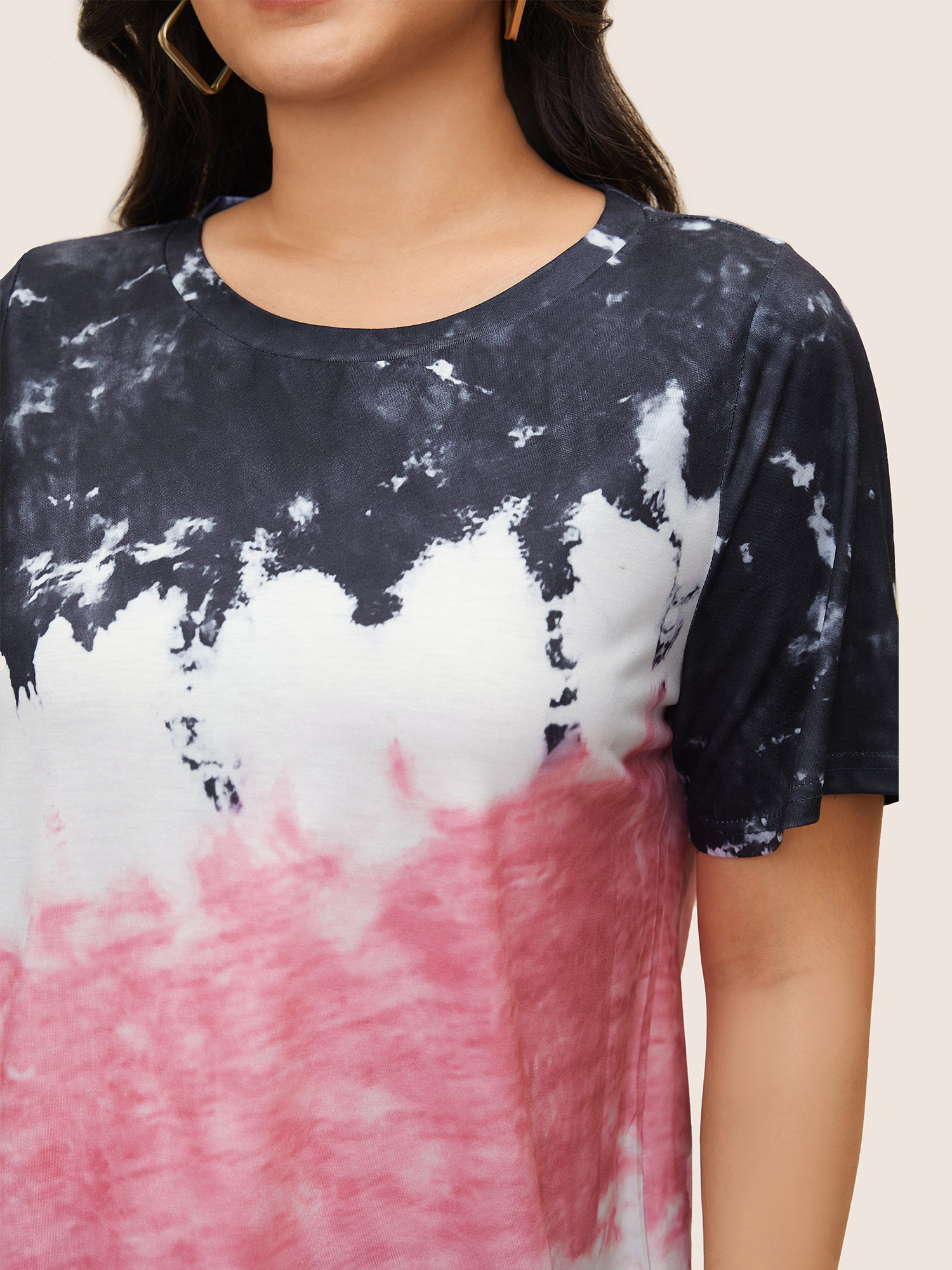 Plus Size Women Everyday Tie Dye Regular Sleeve Short sleeve Round Neck Casual T-shirts BloomChic 