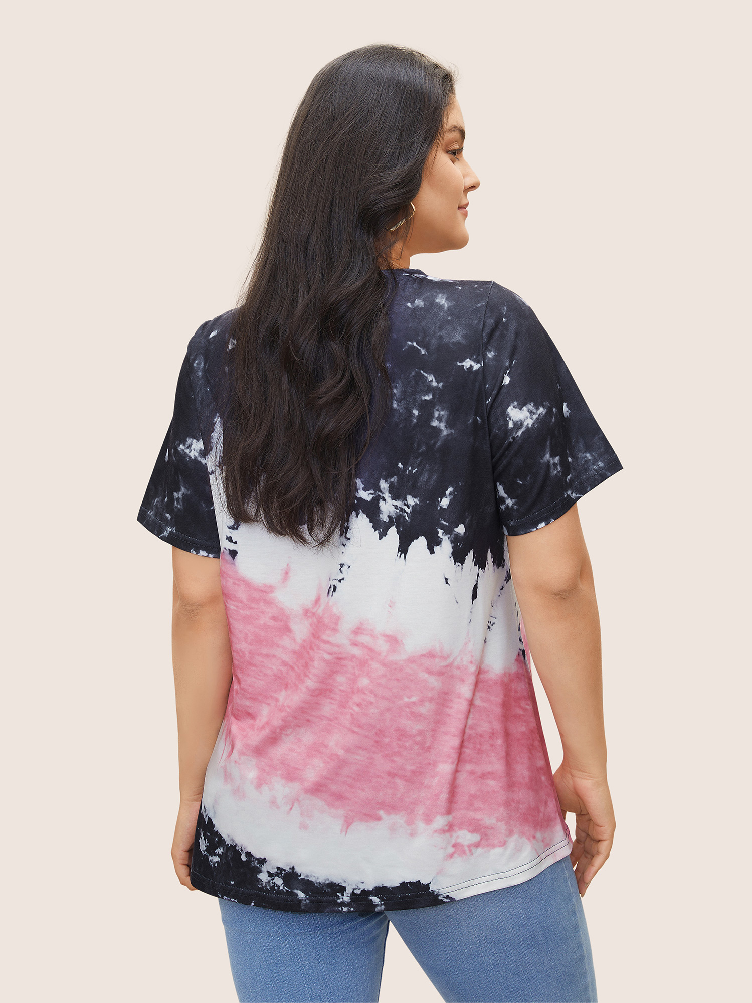 Plus Size Women Everyday Tie Dye Regular Sleeve Short sleeve Round Neck Casual T-shirts BloomChic 