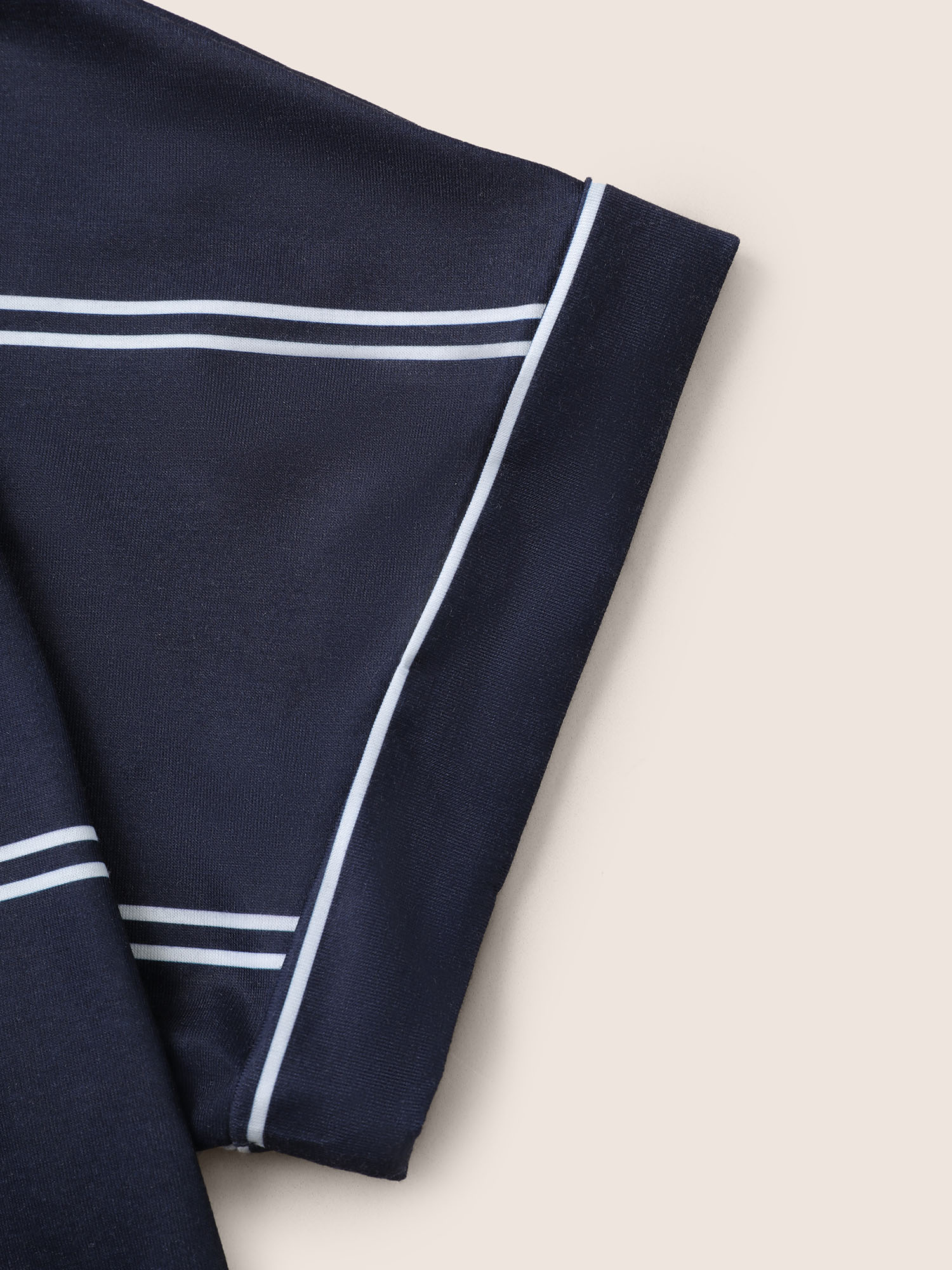 Plus Size Striped Contrast Dolman Sleeve T-shirt Navy Women Casual Striped V-neck Everyday T-shirts BloomChic 12/L 