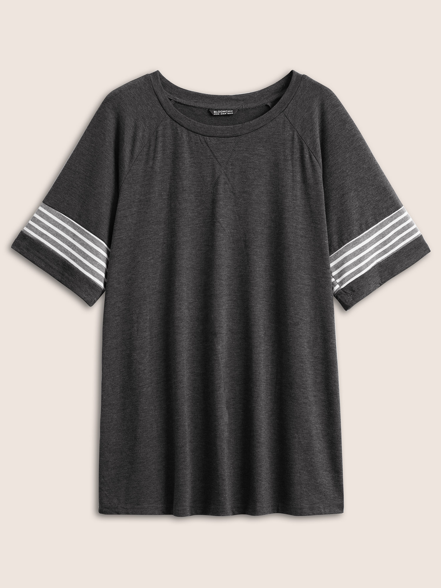 Plus Size Women Everyday Plain Raglan sleeve Short sleeve Round Neck Casual T-shirts BloomChic 