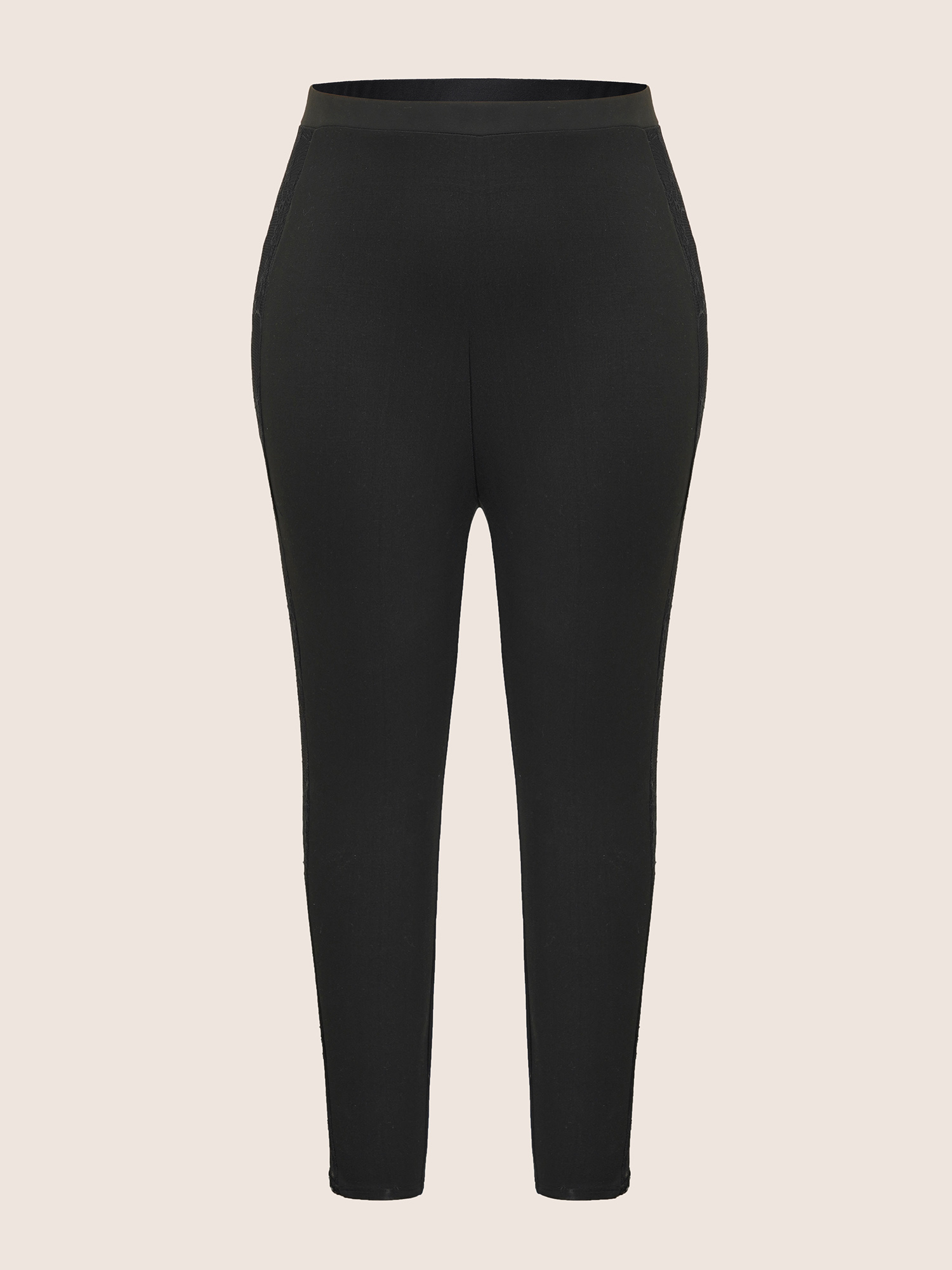 Plus Size Crochet Lace Mesh Skinny Leggings Women Black Casual High stretch Skinny High Rise Everyday Leggings BloomChic 26/4X 