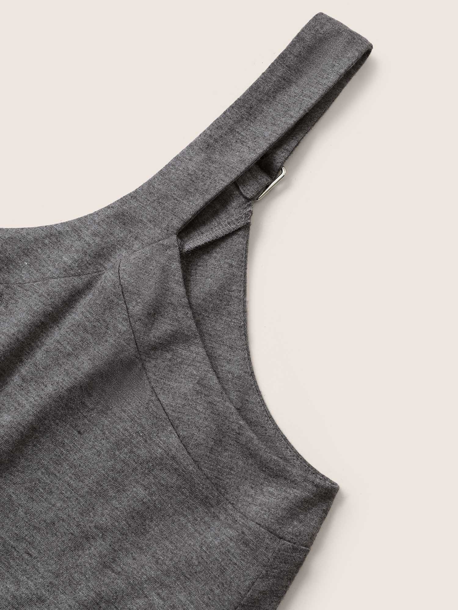 Plus Size Gray Supersoft Essentials Solid Pocket Adjustable Straps Jumpsuit Women Casual Sleeveless Non Everyday Loose Jumpsuits BloomChic 18-20/2X 