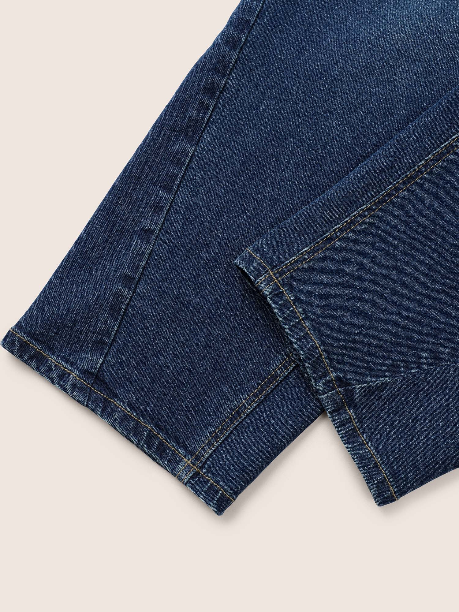 

Plus Size Vintage Dark Wash Button Up Zipper Fly Jeans Women Indigo Casual Plain Button High stretch Slanted pocket Jeans BloomChic