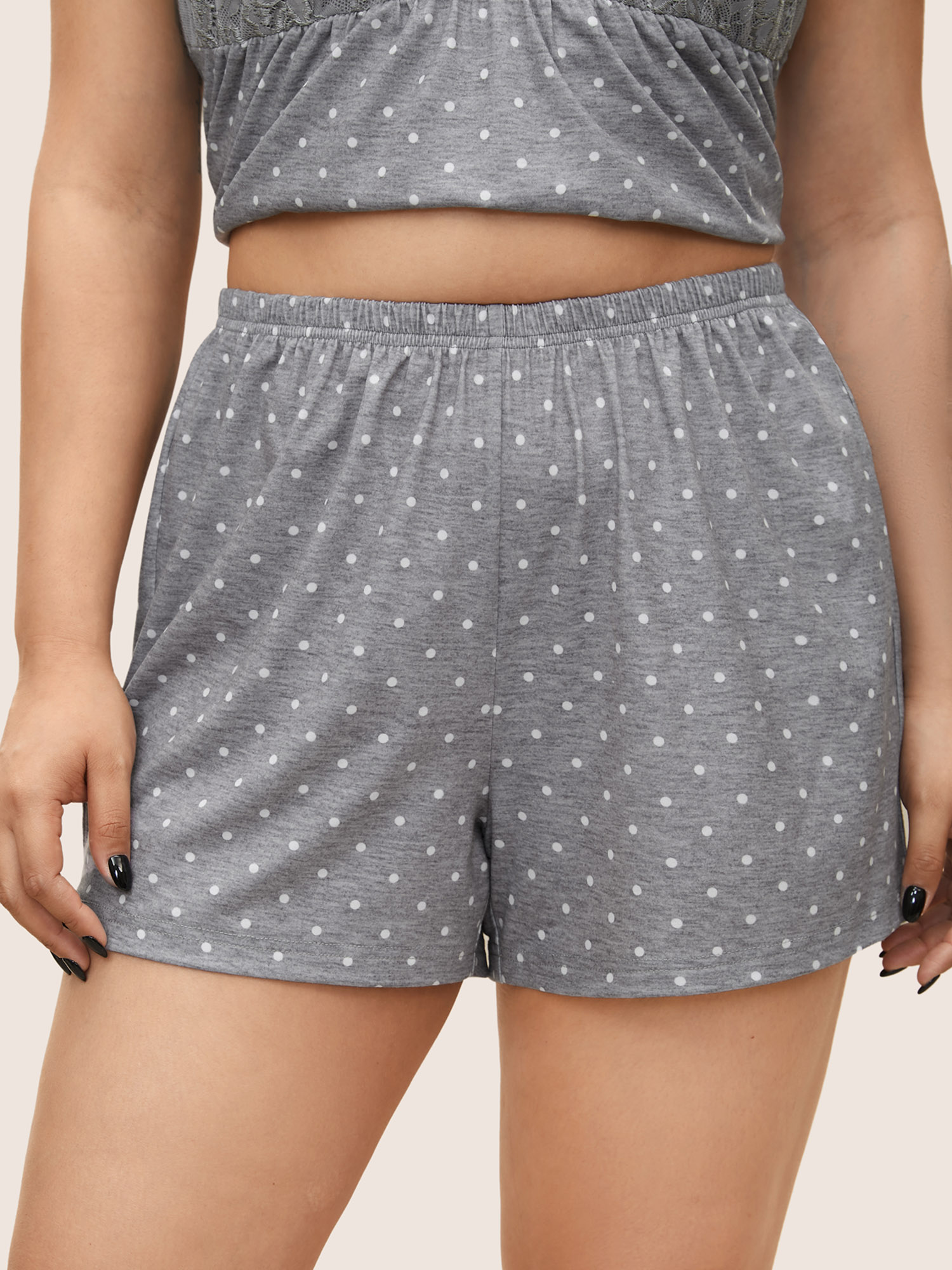 

Plus Size Polka Dot Elastic Waist Sleep Bottoms DimGray Lounge Everyday Polka Dot Sleep Bottoms  Bloomchic