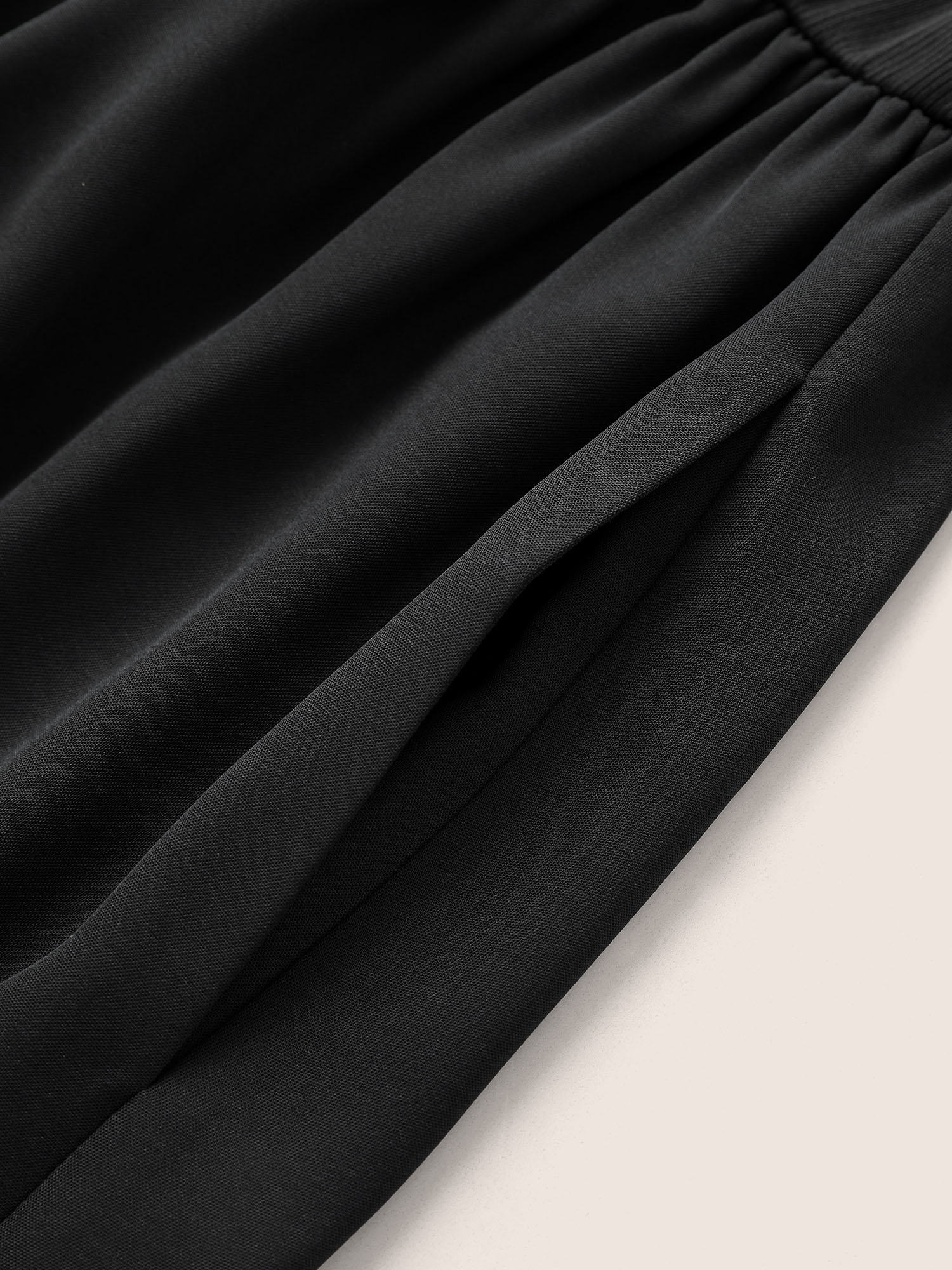 Plus Size Plain Square Neck Gathered Elastic Waist Dress Black Women Casual Non Square Neck Short sleeve Curvy Midi Dress BloomChic 26/4X 