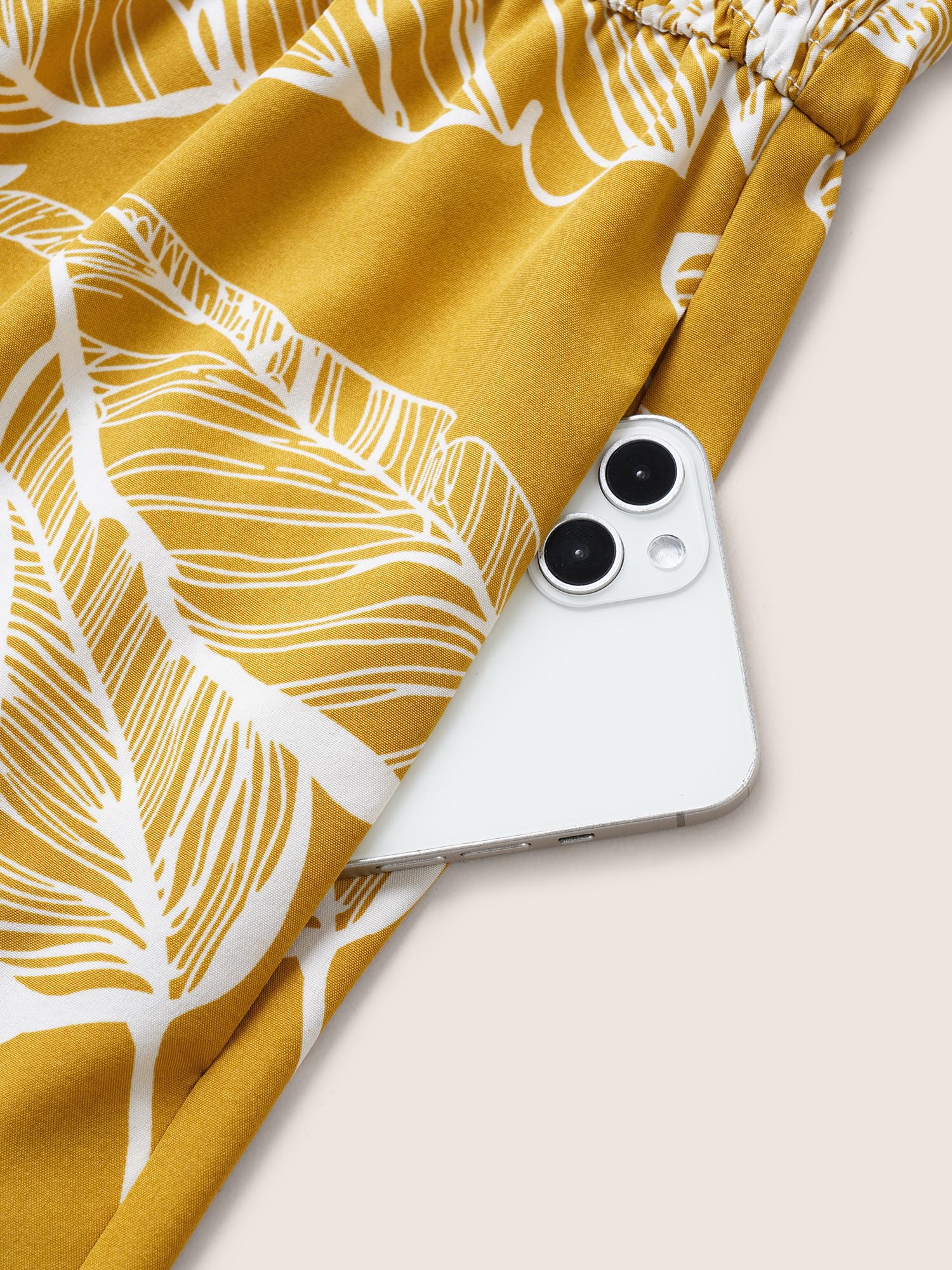 Plus Size Yellow Floral Shirred Elastic Waist Gathered Jumpsuit Women Resort Short sleeve Square Neck Vacation Loose Jumpsuits BloomChic 10/M 