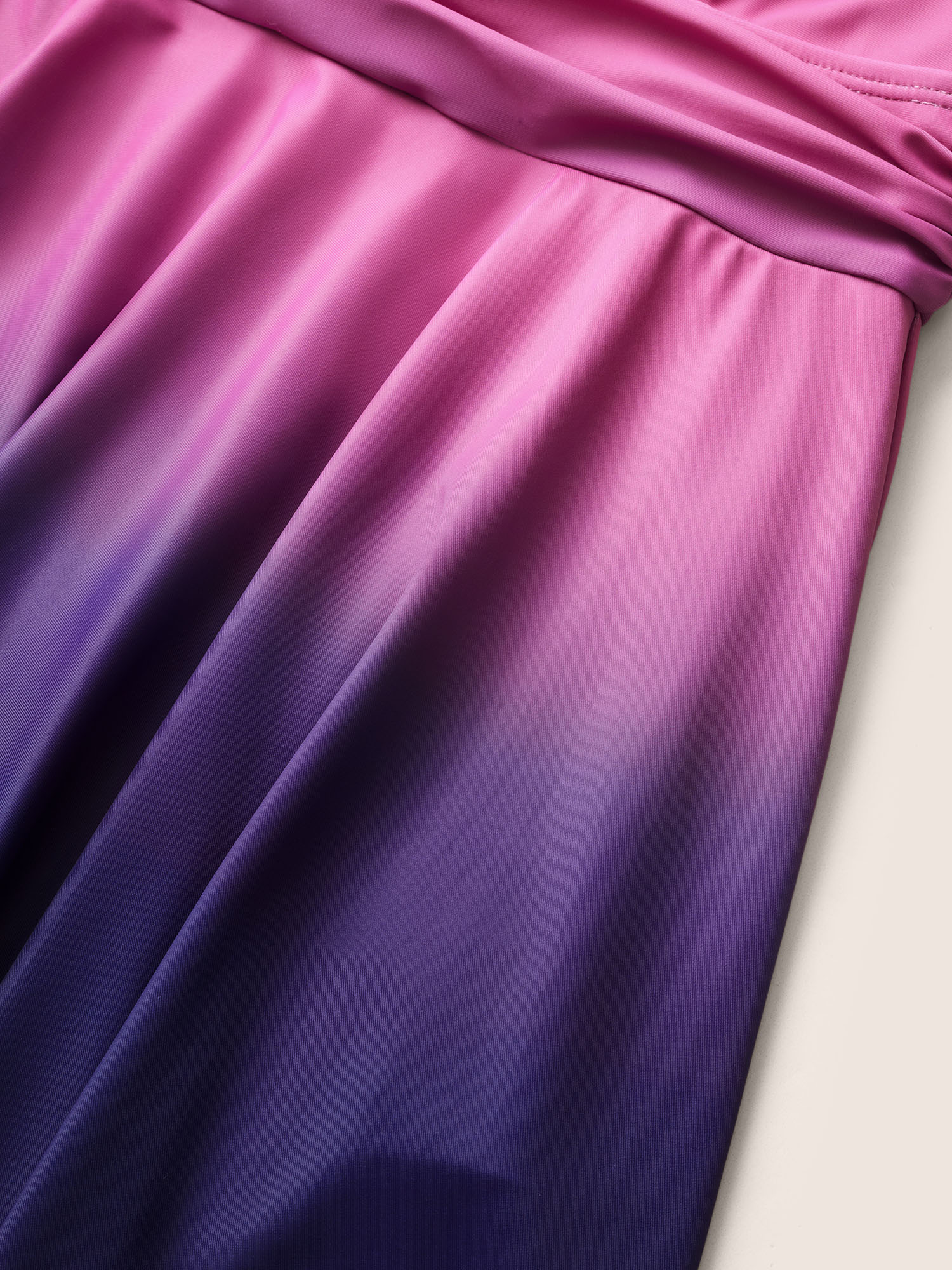 Plus Size Ombre Contrast Ruched Lace Up Swim Dress Women`s Swimwear RedViolet Beach Bodycon V-neck High stretch Curve Swim Dresses BloomChic 28/5X 