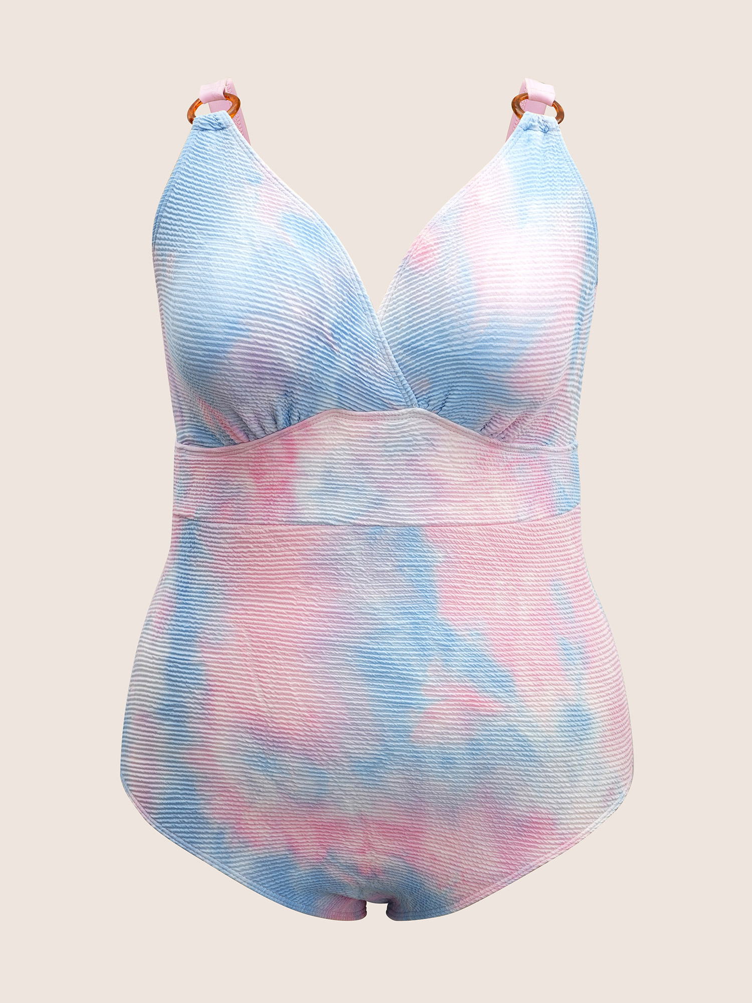 Plus Size Ombre Adjustable Straps Wrap One Piece Swimsuit Women`s Swimwear Multicolor Beach Gathered Curve Bathing Suits High stretch One Pieces BloomChic 10/M 