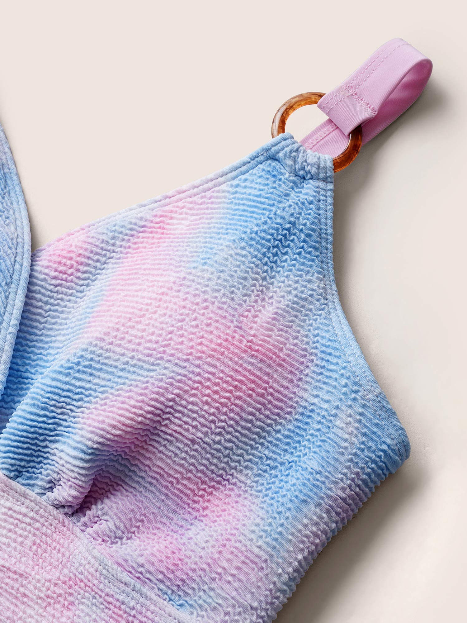 Plus Size Ombre Adjustable Straps Wrap One Piece Swimsuit Women`s Swimwear Multicolor Beach Gathered Curve Bathing Suits High stretch One Pieces BloomChic 10/M 