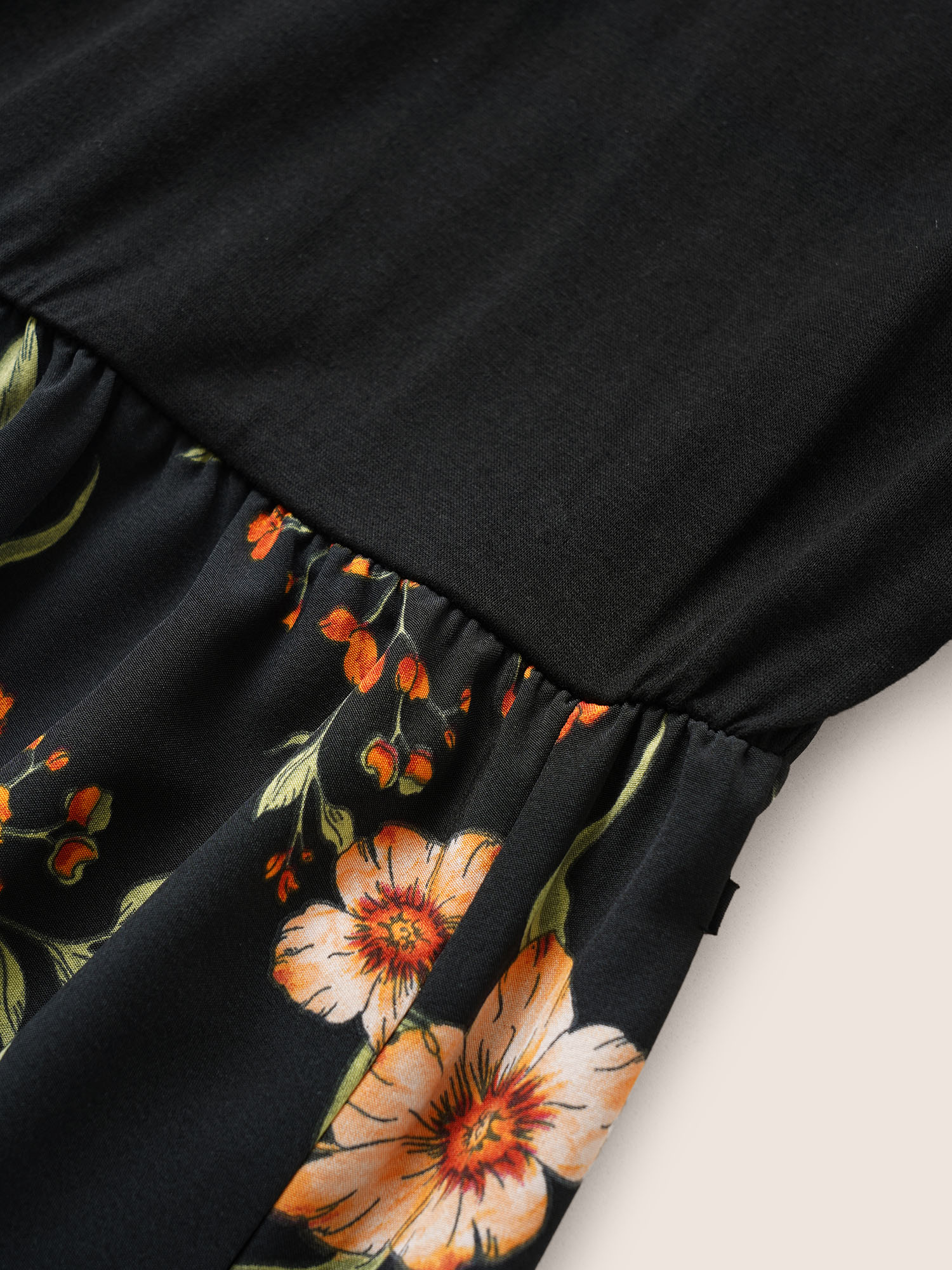 Plus Size Floral Patchwork Pocket Elastic Waist Sleeveless Dress Black Women Non Curvy Midi Dress BloomChic 14-16/1X 