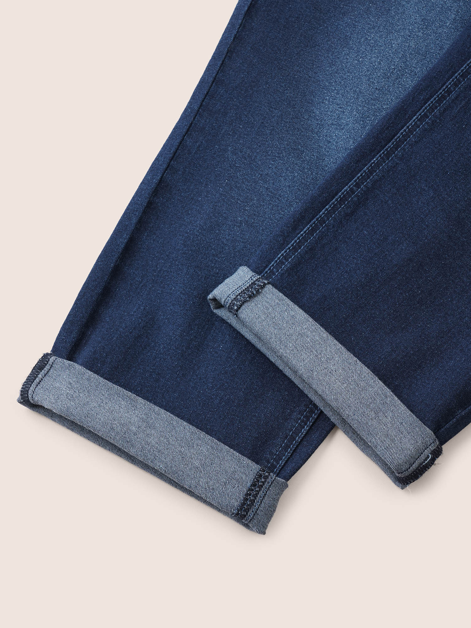 Plus Size Bodycon Roll Hem Medium Wash Jeans Women Blue Casual Plain Non High stretch Slanted pocket Jeans BloomChic 30/6X 