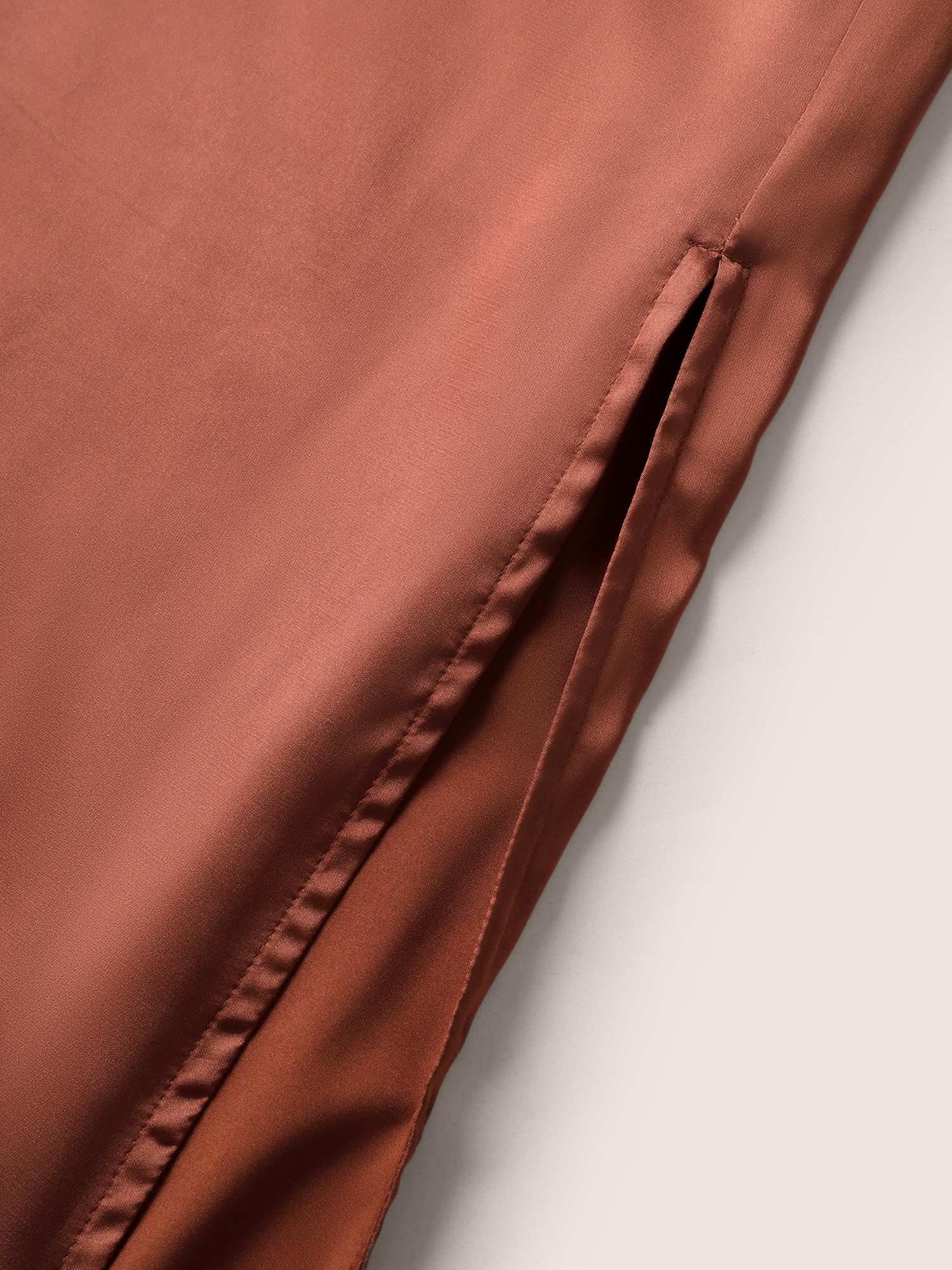 Plus Size Satin Split Side Elastic Waist Skirt Women Chocolate Elegant Non No stretch Everyday Skirts BloomChic 12/L 