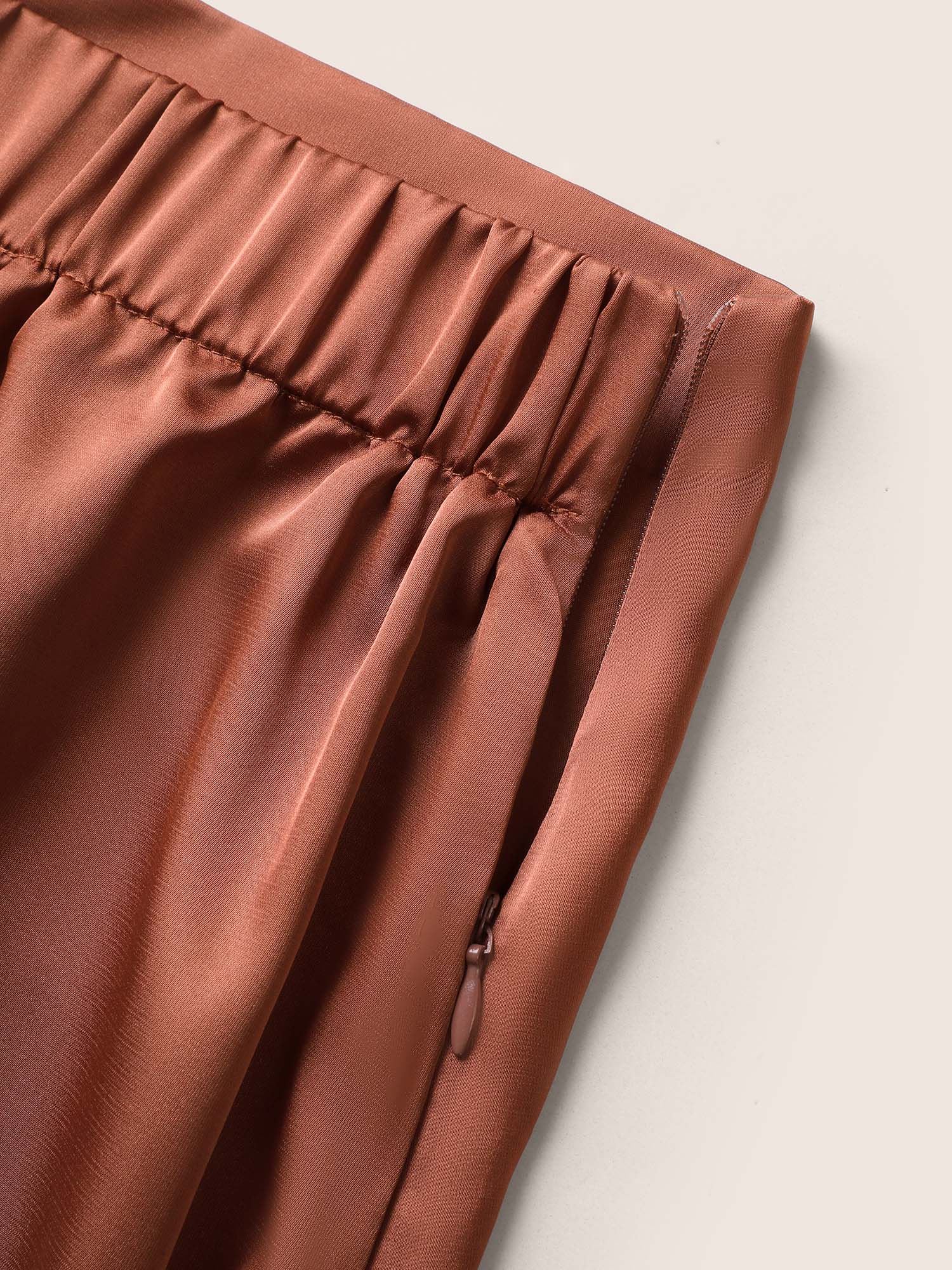 Plus Size Satin Split Side Elastic Waist Skirt Women Chocolate Elegant Non No stretch Everyday Skirts BloomChic 12/L 