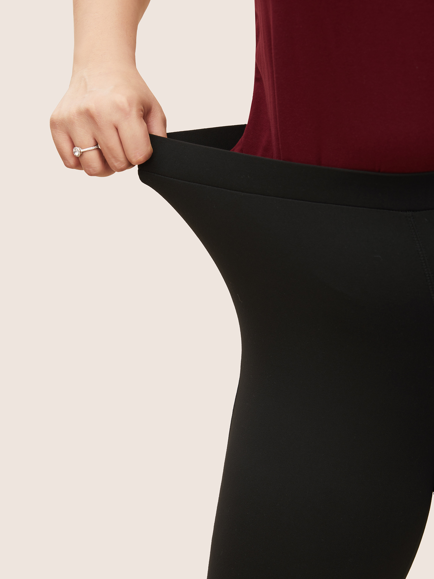 Plus Size Cubic Zirconia Detail Cut Out Skinny Leggings Women Black Elegant High stretch Skinny High Rise Everyday Leggings BloomChic 18-20/2X 