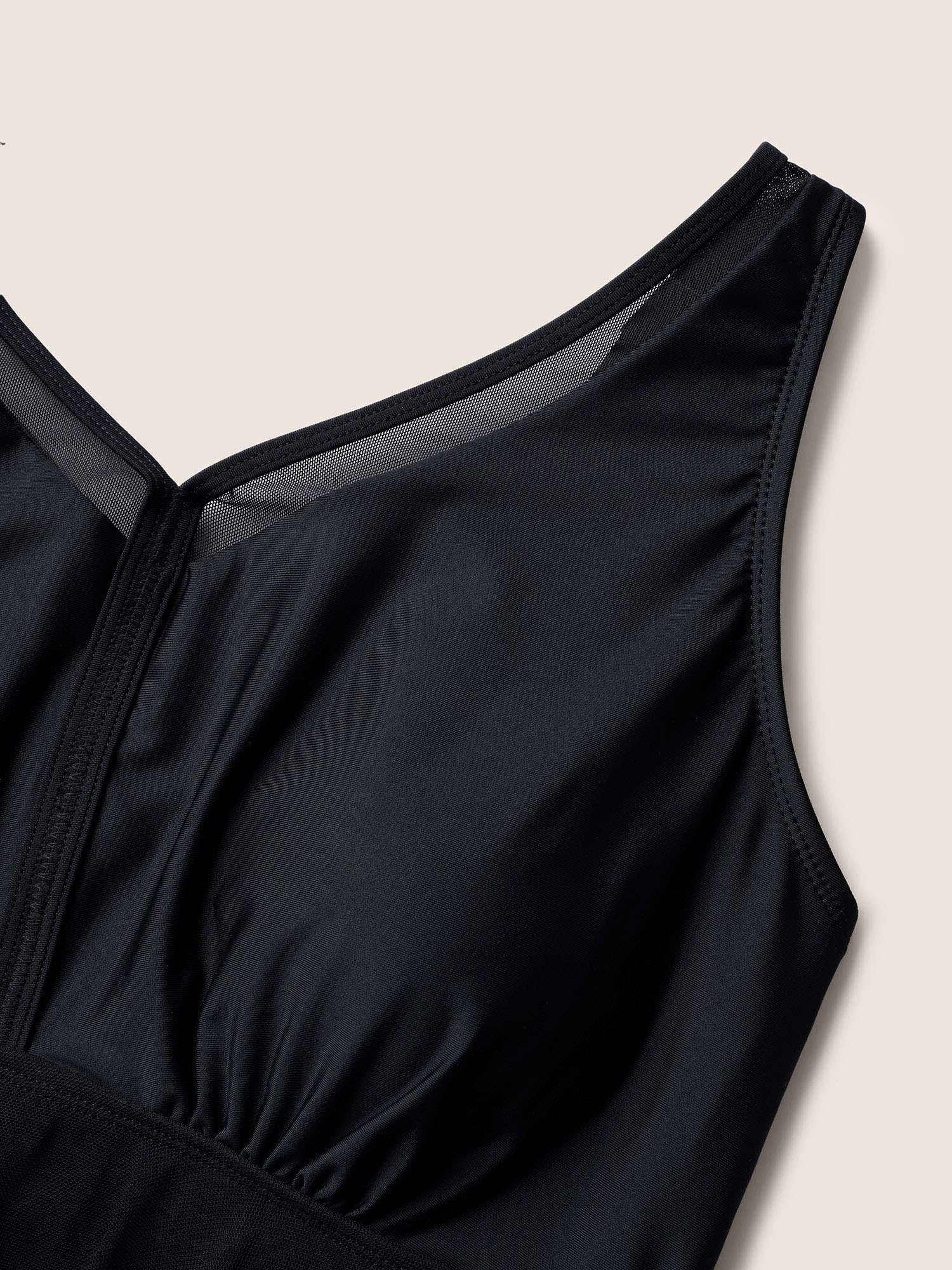 Plus Size Solid Mesh Patchwork Adjustable Straps Swim Dress Women`s Swimwear Black Beach Bodycon High stretch Curve Swim Dresses BloomChic 22-24/3X 