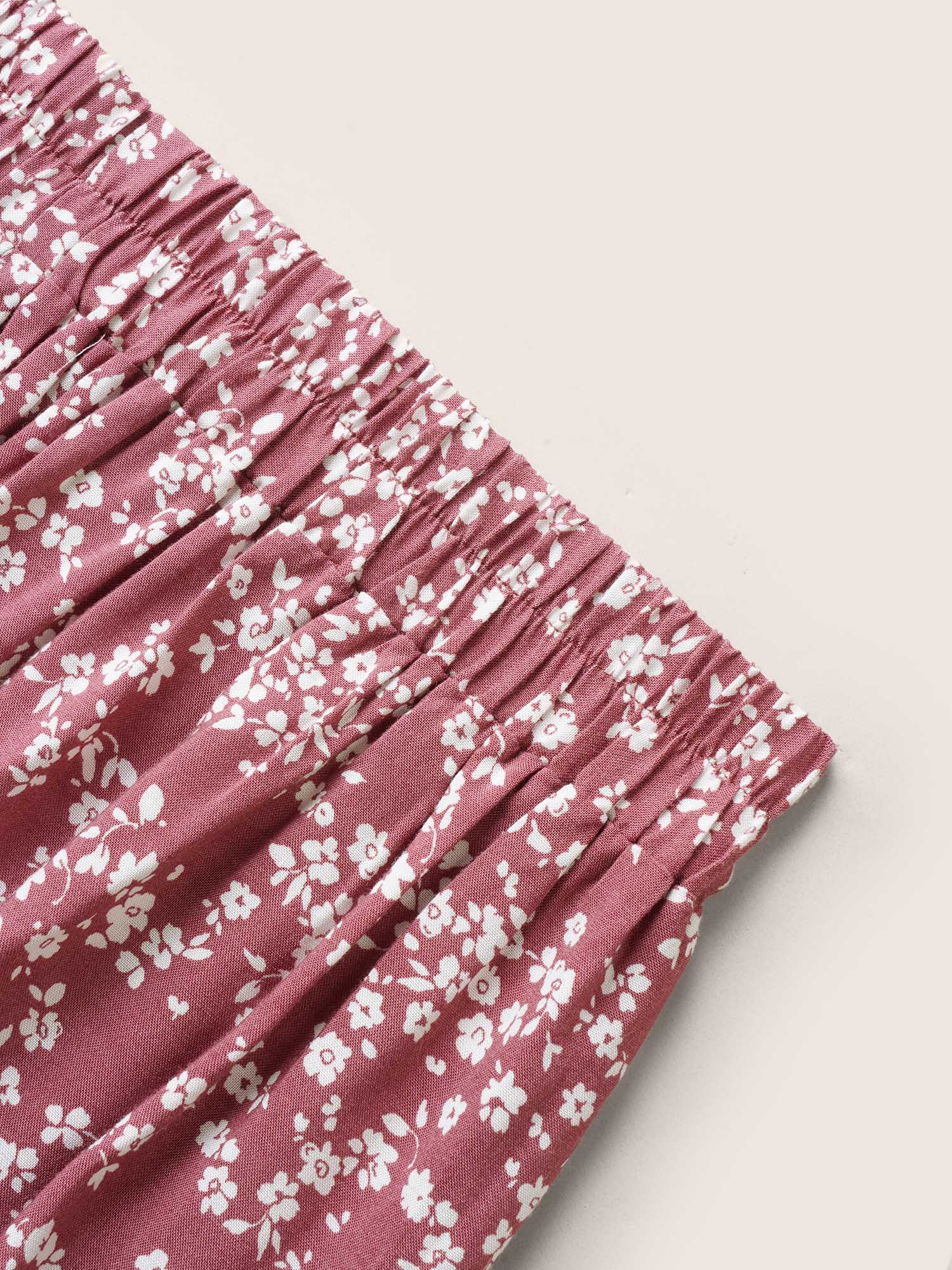Plus Size Ditsy Floral Elastic Waist Pocket Skirt Women DustyPink Elegant Non No stretch Slanted pocket Everyday Skirts BloomChic 18-20/2X 