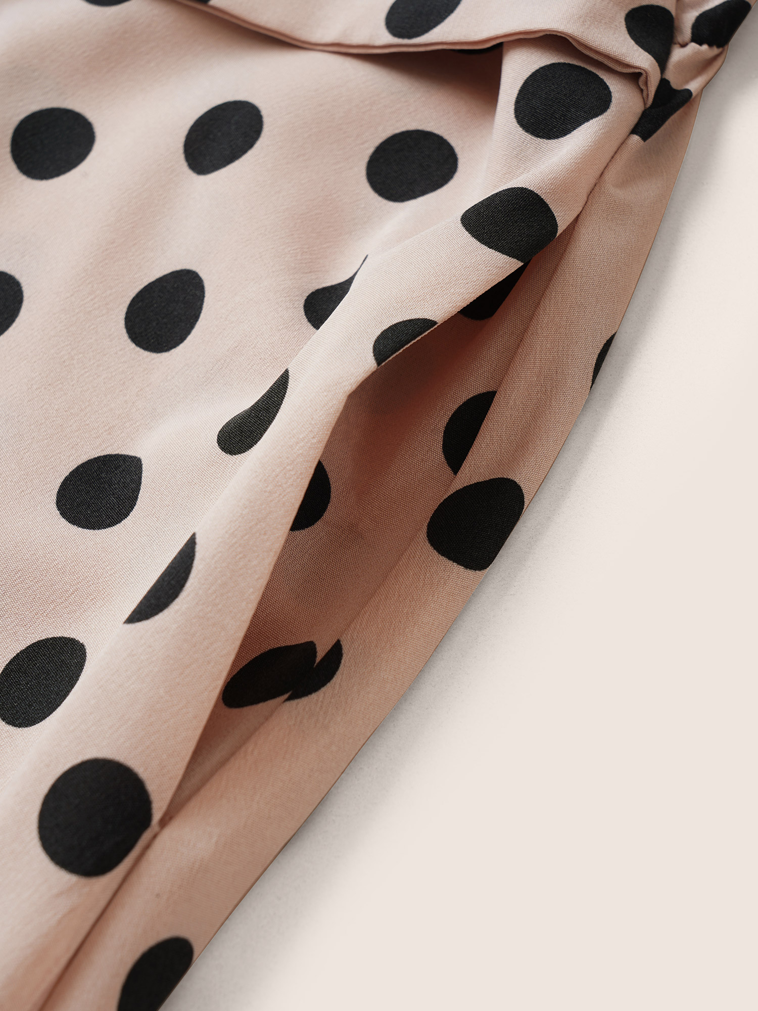 Plus Size Polka Dot Elastic Waist Ties Pocket Dress Pink Women At the Office Non Lapel Collar Short sleeve Curvy Midi Dress BloomChic 12/L 
