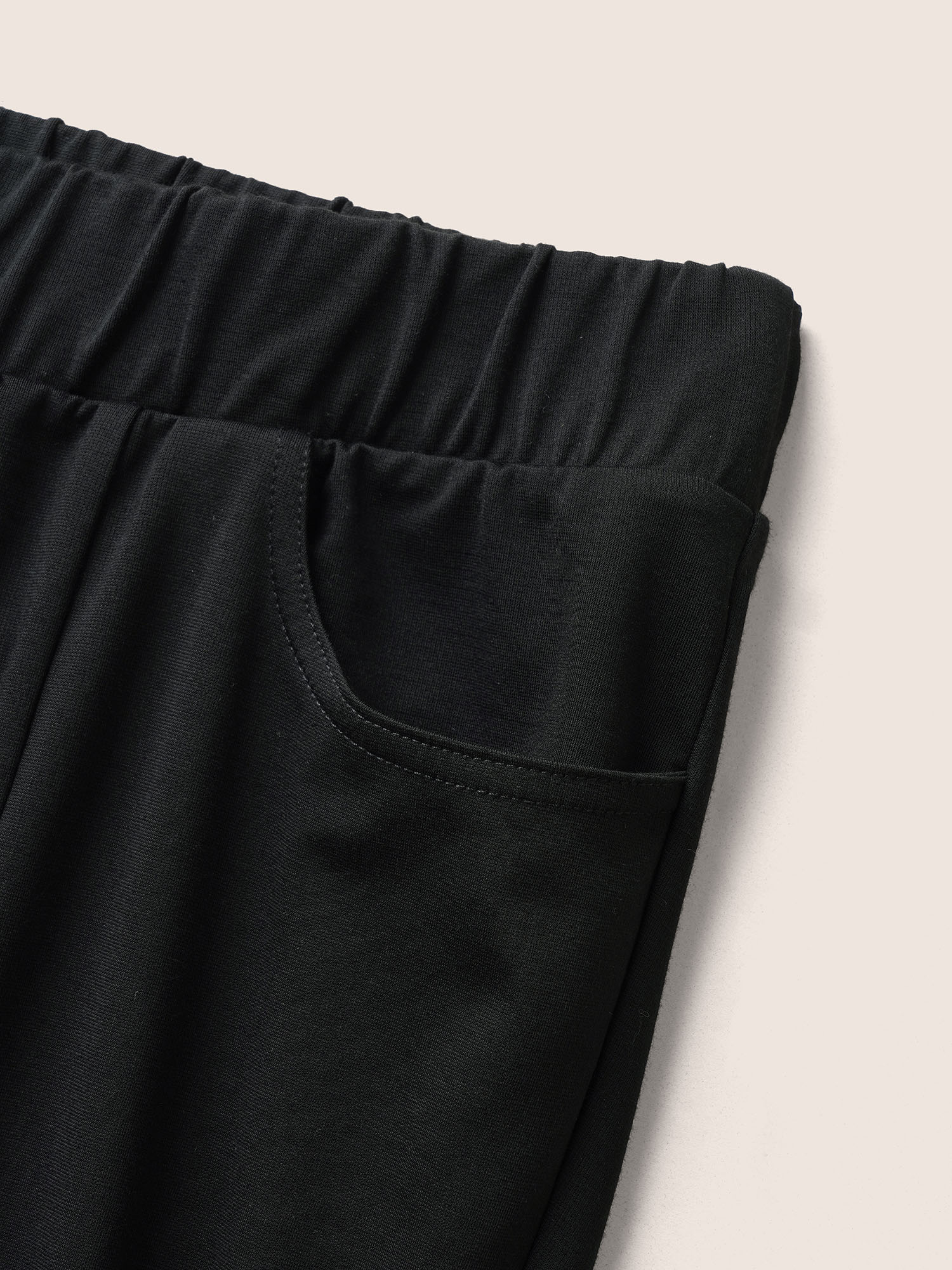 Plus Size Plain Elastic Waist High Rise Slim Pants Women Black At the Office High Rise Work Pants BloomChic 14-16/1X 