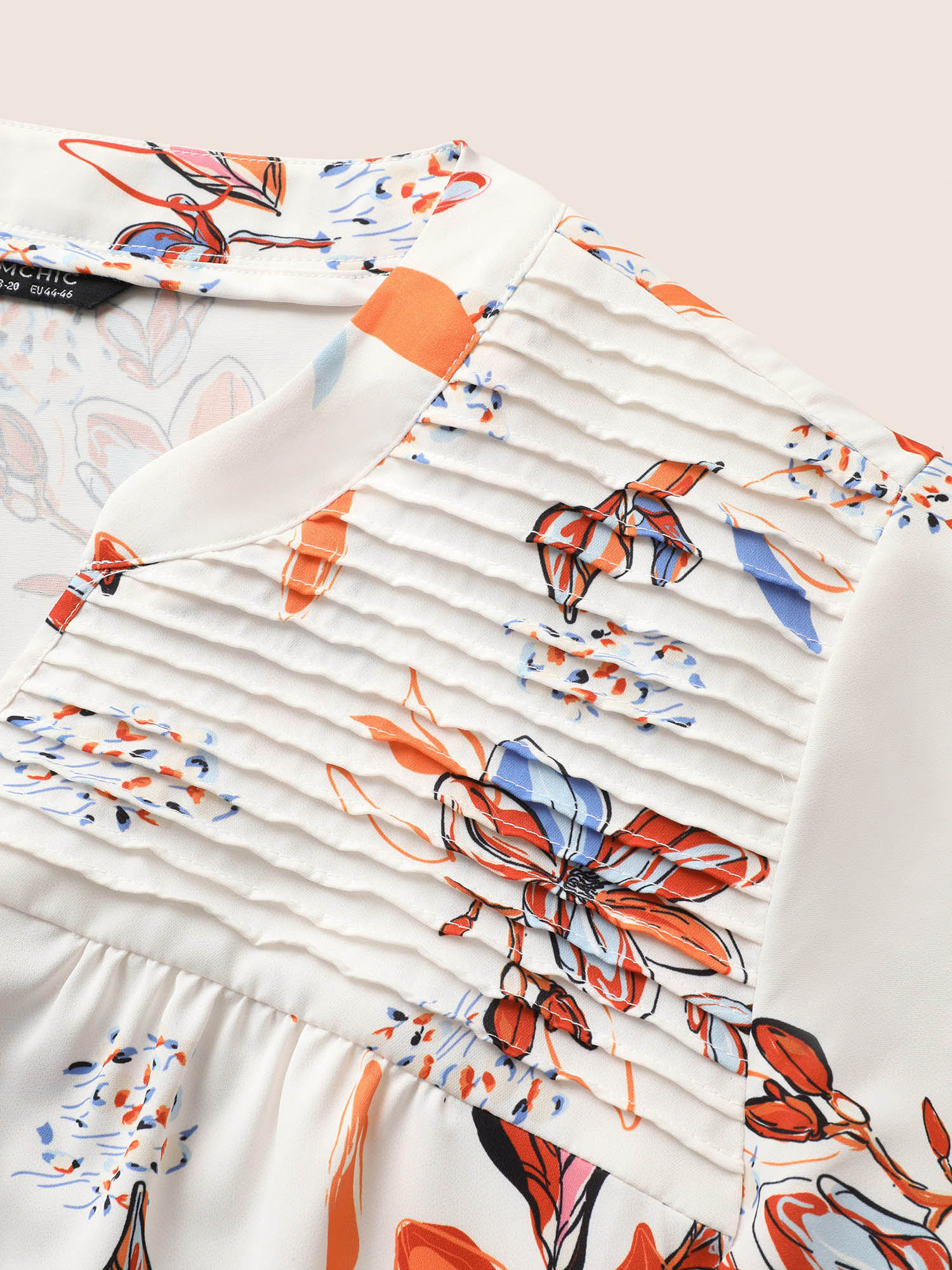 Plus Size Multicolor Floral Pleated Ruffle Cap Sleeve Blouse Women Elegant Cap Sleeve V-neck Everyday Blouses BloomChic 18-20/2X 