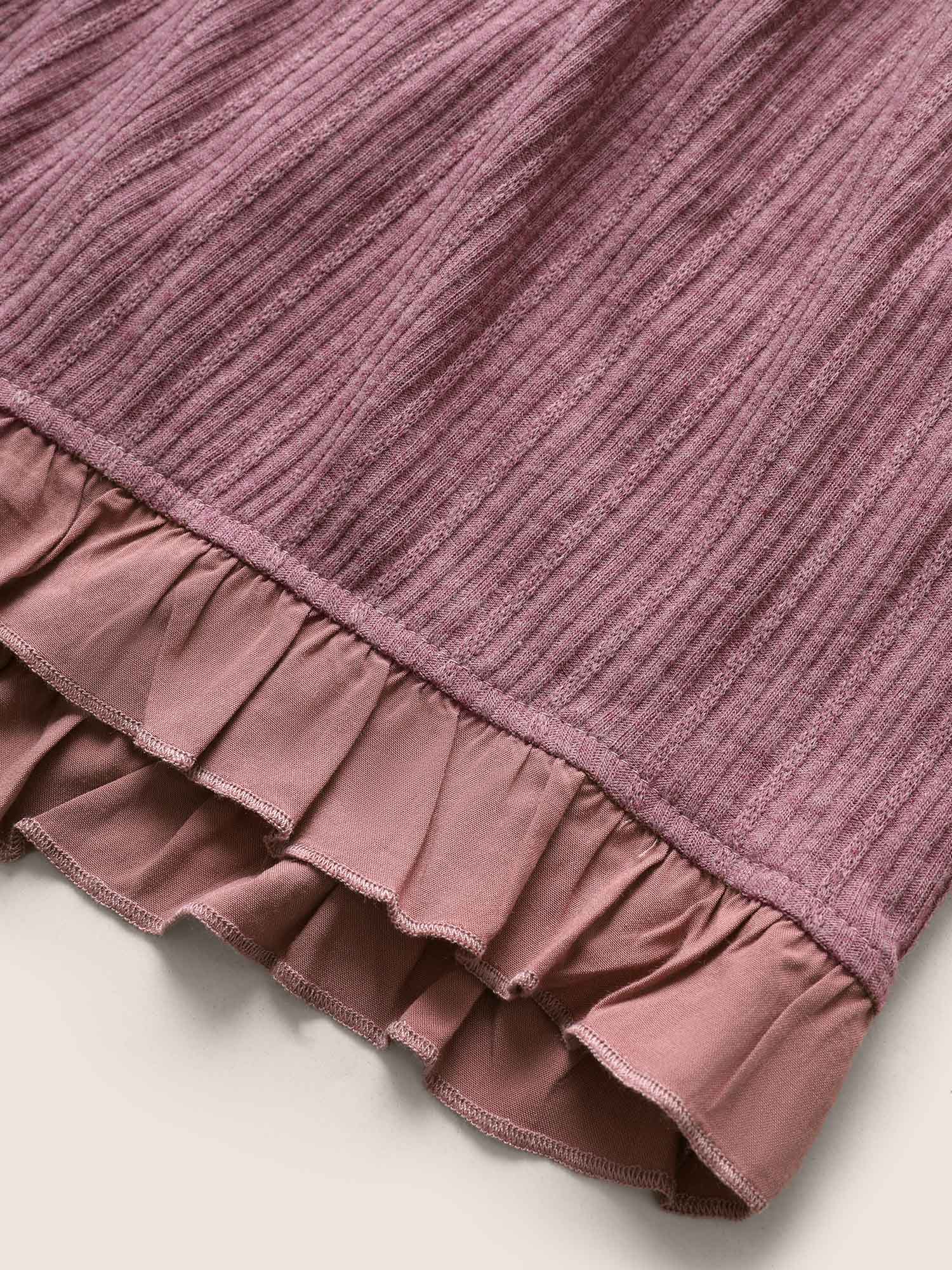 Plus Size Texture Patchwork Ruffles Drawstring Loungewear Set Women DustyPink Texture Sleeveless Non Lounge Loungewear Sets BloomChic 18-20/2X 