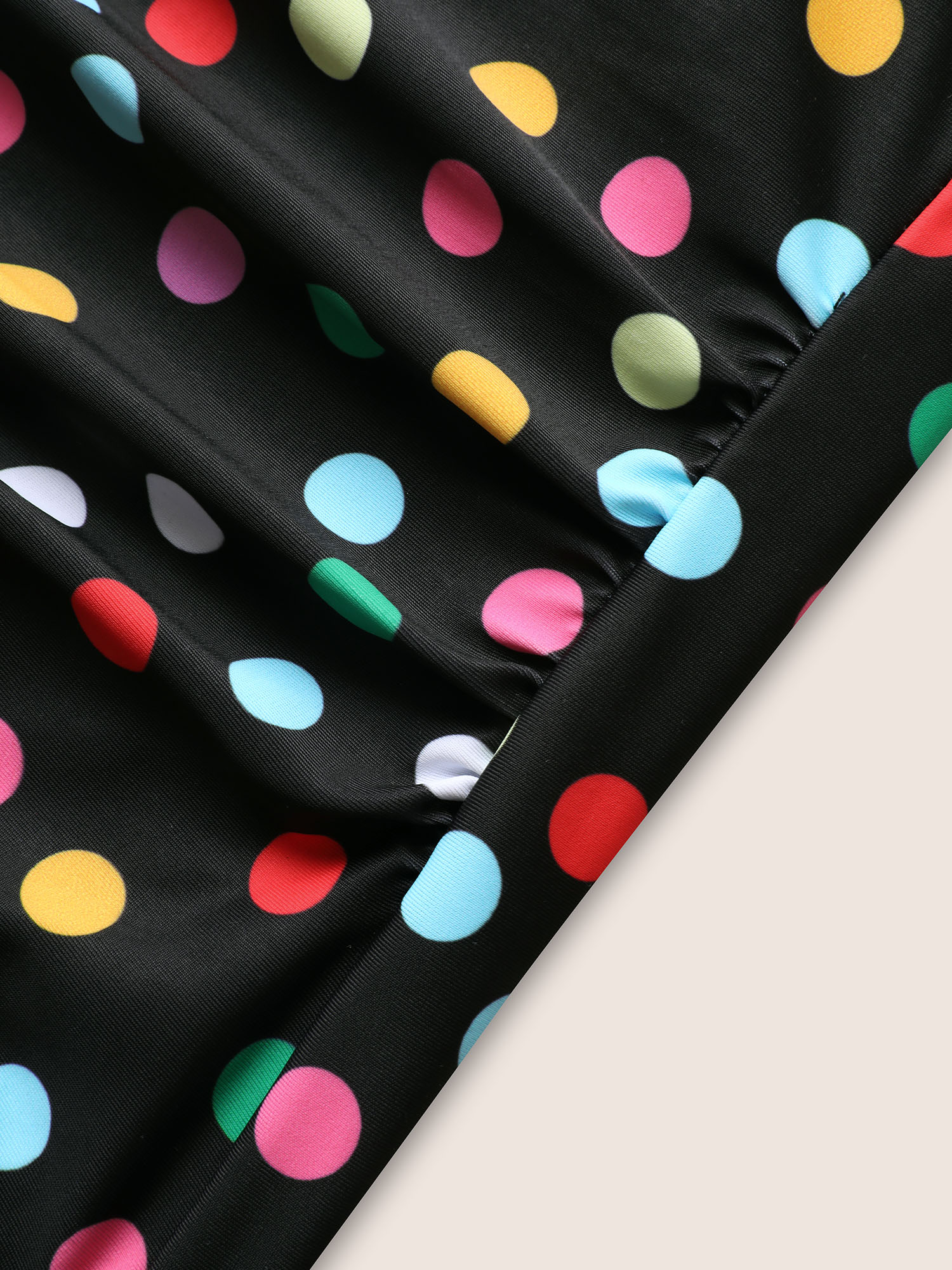 Plus Size Colored Polka Dot Ties Ruched One Piece Swimsuit Women`s Swimwear Black Beach Tie knot Curve Bathing Suits High stretch One Pieces BloomChic 12/L 
