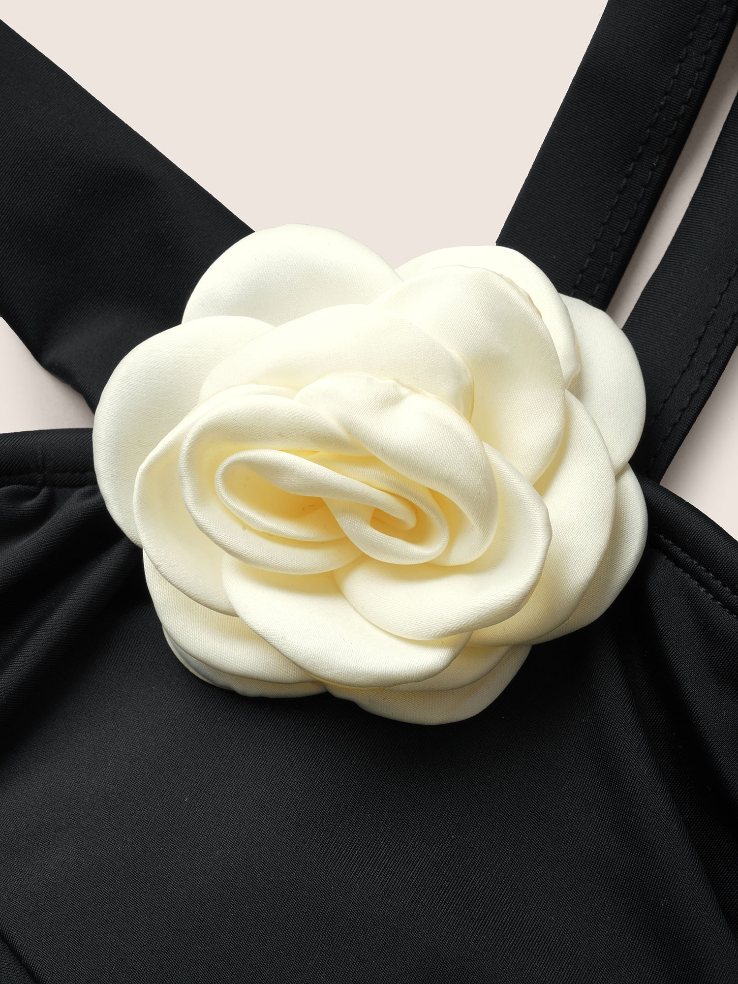 Plus Size Stereo Flower Asymmetrical Ruched One Piece Swimsuit Women`s Swimwear Black Beach Overlapping Curve Bathing Suits High stretch One Pieces BloomChic 18-20/2X 