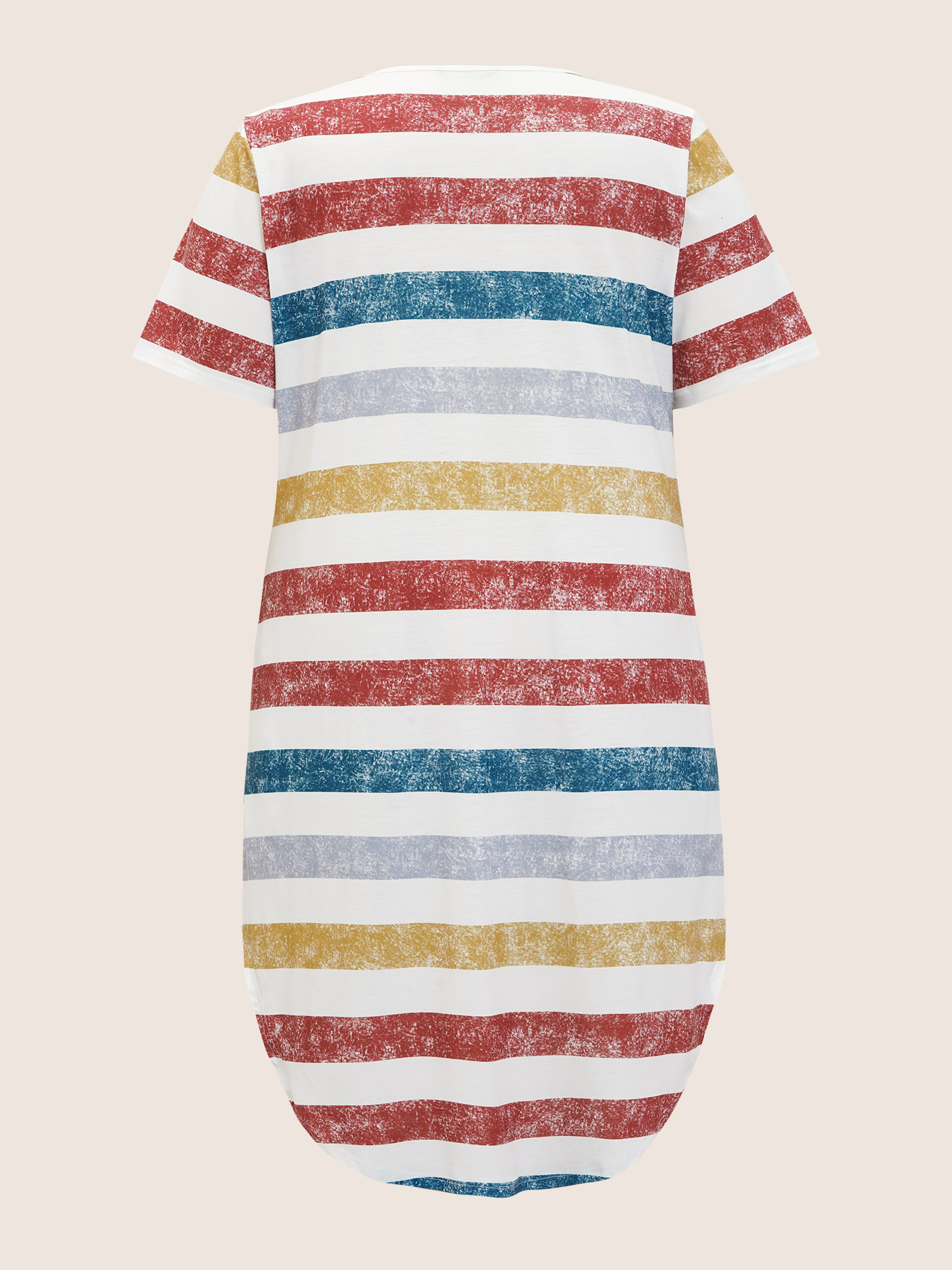Plus Size Women Everyday Striped Arc Hem Regular Sleeve Short sleeve V-neck Pocket Casual Dresses BloomChic 