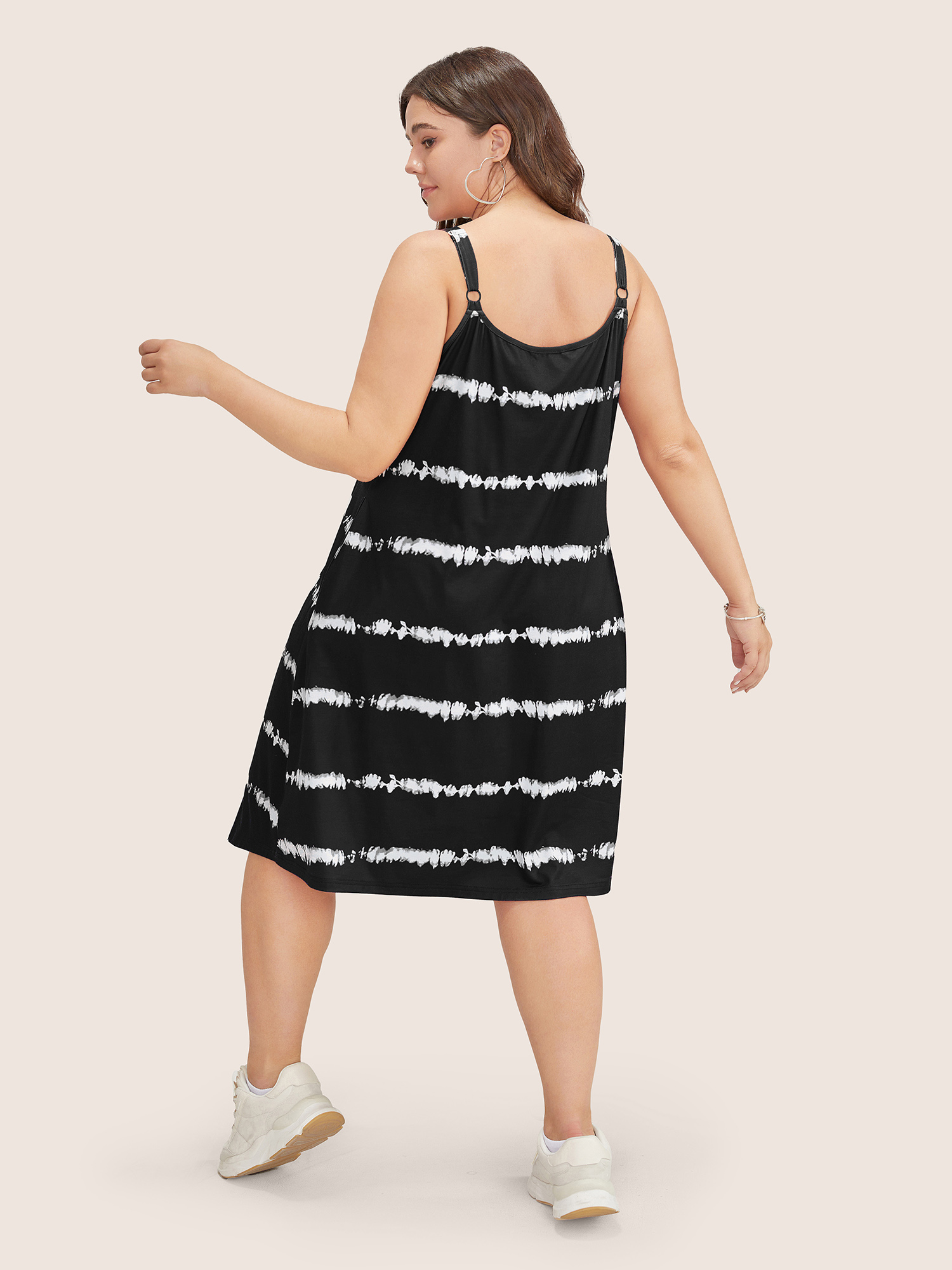 Plus Size Women Everyday Striped Adjustable Straps Sleeveless Sleeveless V-neck Pocket Casual Dresses BloomChic 