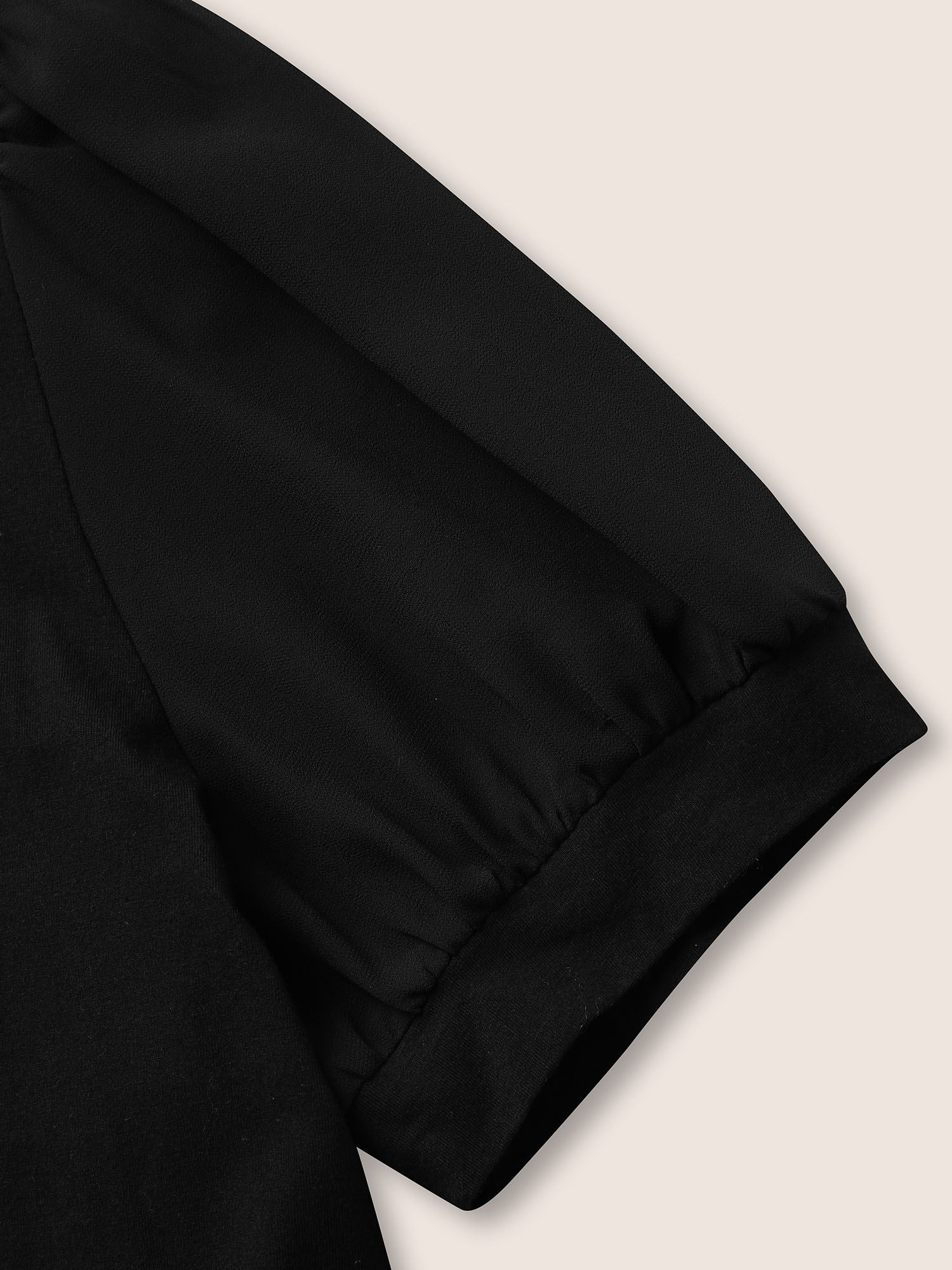 Plus Size Solid Chiffon Patchwork Puff Sleeve T-shirt Black Women Workwear Essentials Patchwork Round Neck Work T-shirts BloomChic 30/6X 