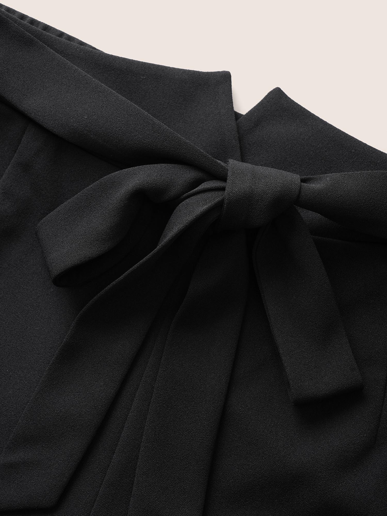 Plus Size Plain Tie Knot Slanted Pocket High Rise Pants Women Black At the Office High Rise Work Pants BloomChic 12/L 