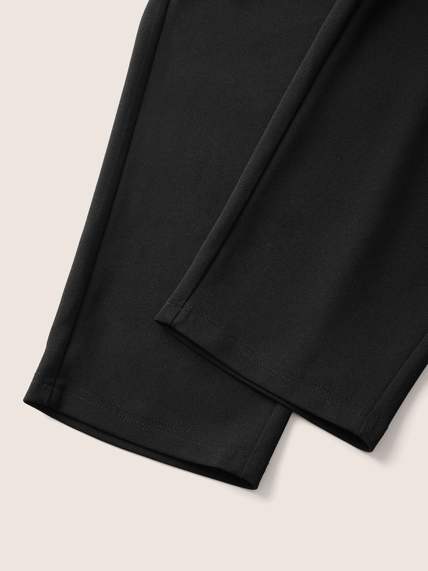 Plus Size Plain Tie Knot Slanted Pocket High Rise Pants Women Black At the Office High Rise Work Pants BloomChic 12/L 