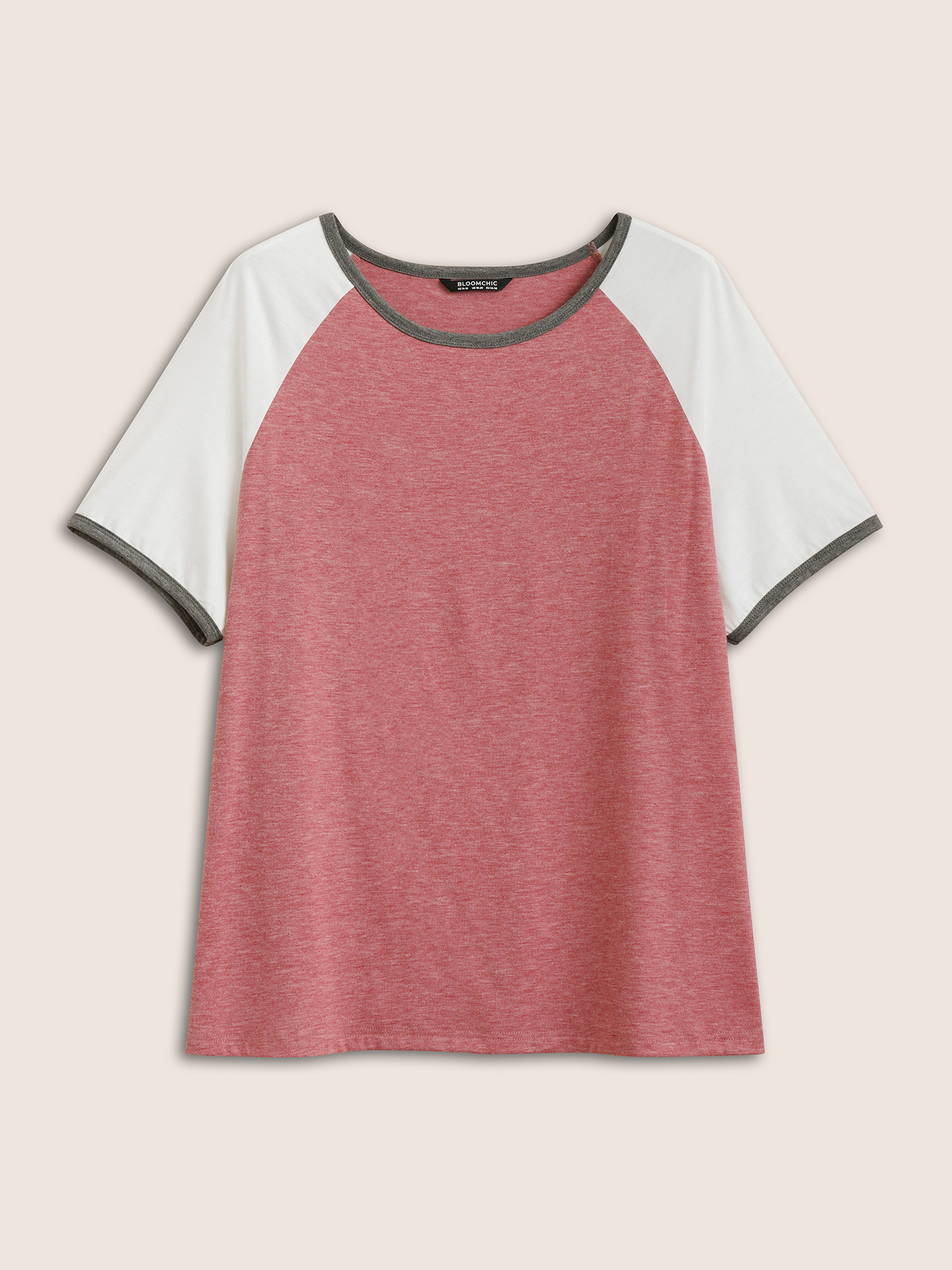 

Plus Size Supersoft Essentials Heather Raglan sleeve T-shirt Russet Women Casual Contrast Round Neck Everyday T-shirts BloomChic