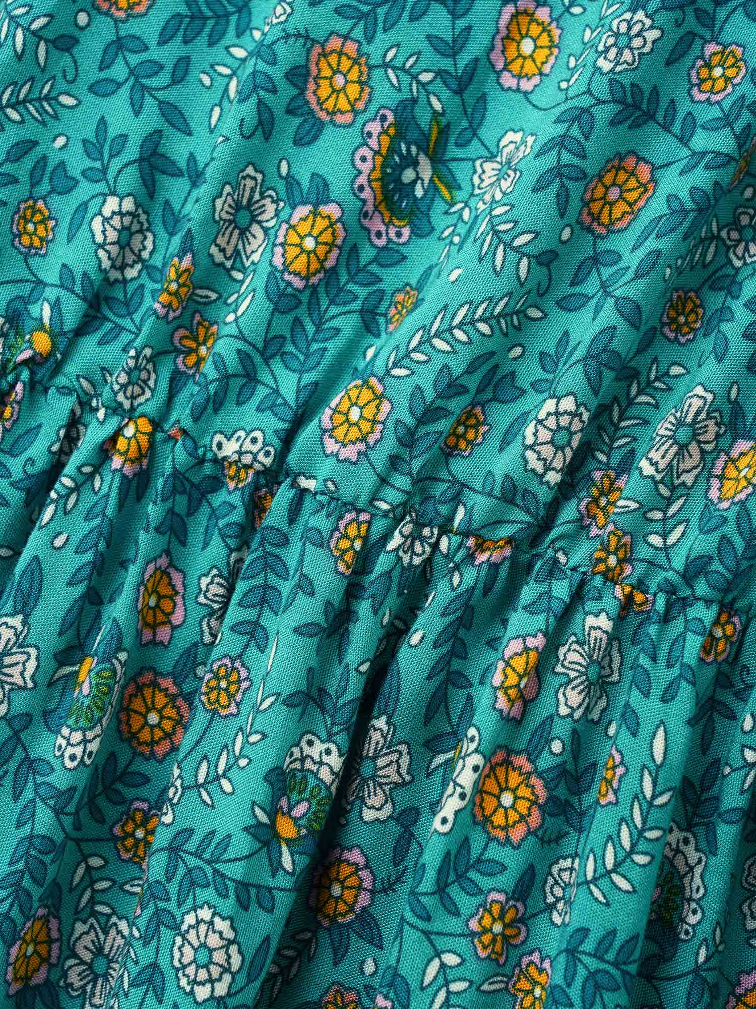 

Plus Size Bandana Print V Neck Pocket Ruffles Belted Midi Dress Aquamarine Women Resort Non Curvy Midi Dress BloomChic