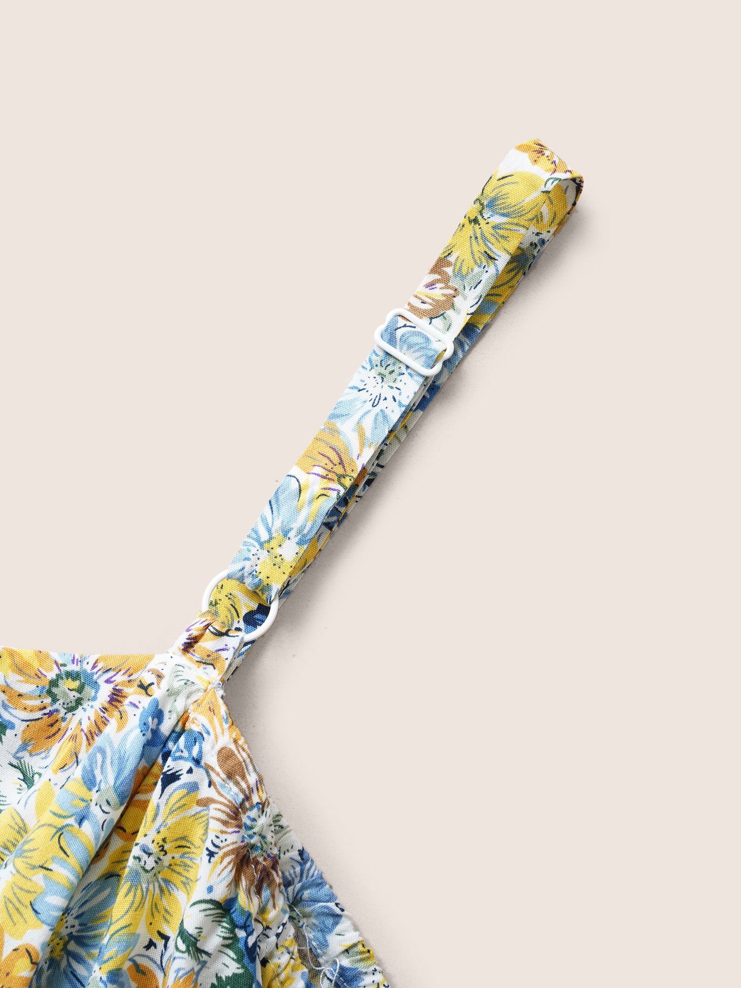 Plus Size Blue Floral One Shoulder Neck Adjustable Straps Blouse Women Resort Short sleeve One-shoulder neck Vacation Blouses BloomChic 14-16/1X 