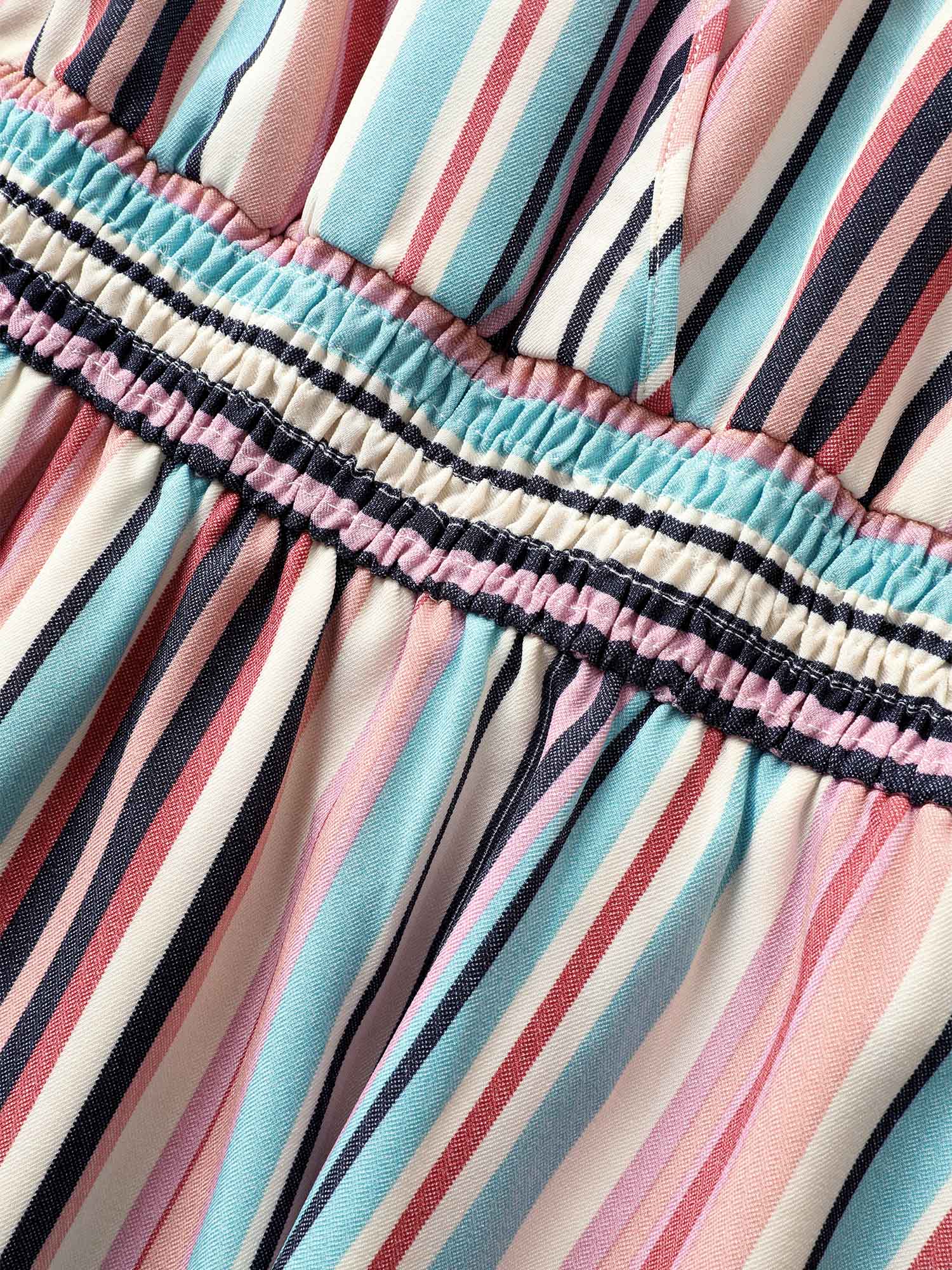 Plus Size Colored Striped Halter Neck Shirred Wrap Dress Multicolor Women Resort Shirred Halter neck Sleeveless Curvy Midi Dress BloomChic 18-20/2X 