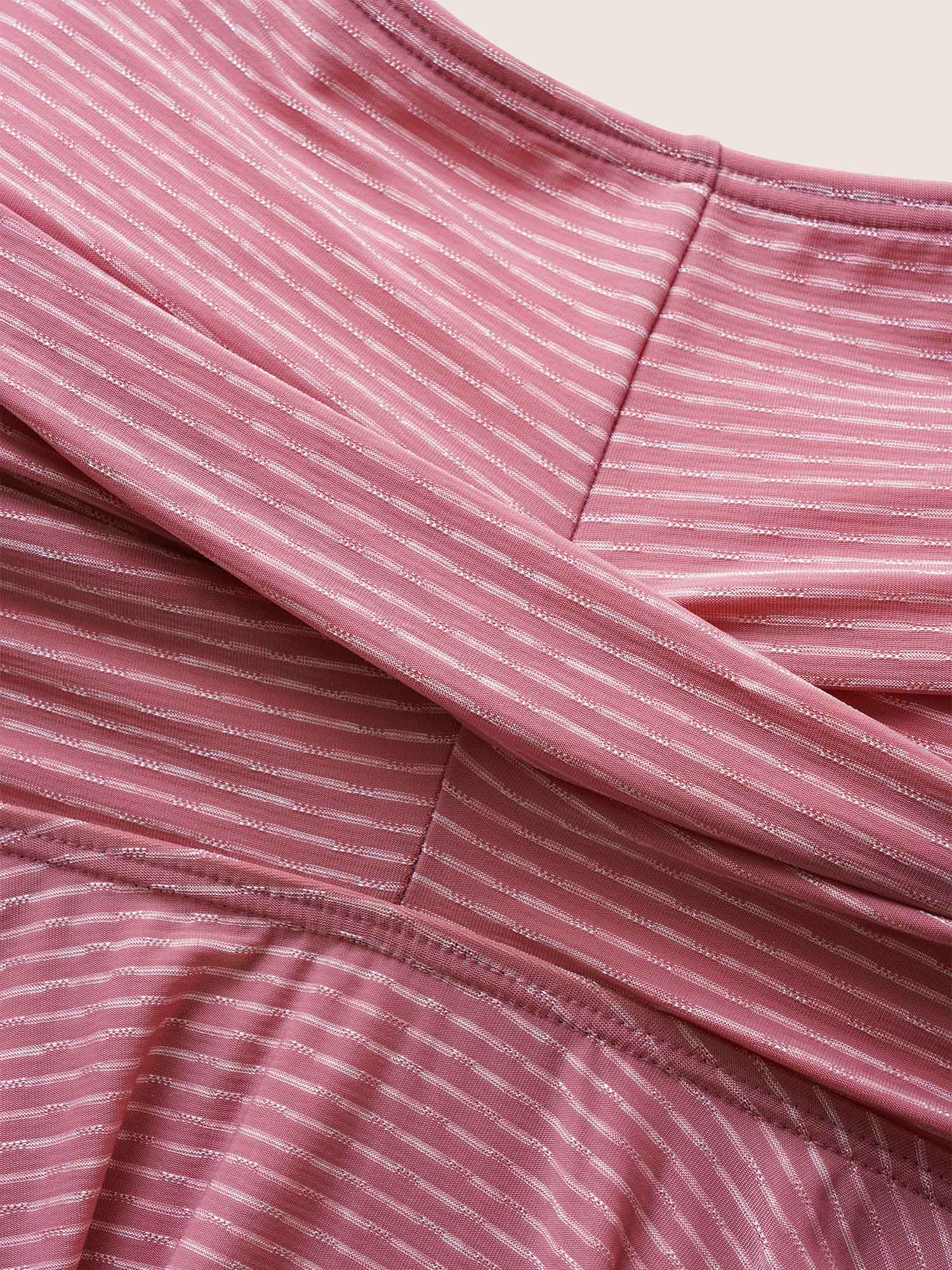 Plus Size Plain Twist Front Gathered Swim Top Women`s Swimwear DustyPink Beach Twist High stretch Bodycon Curve Swim Tops BloomChic 14-16/1X 