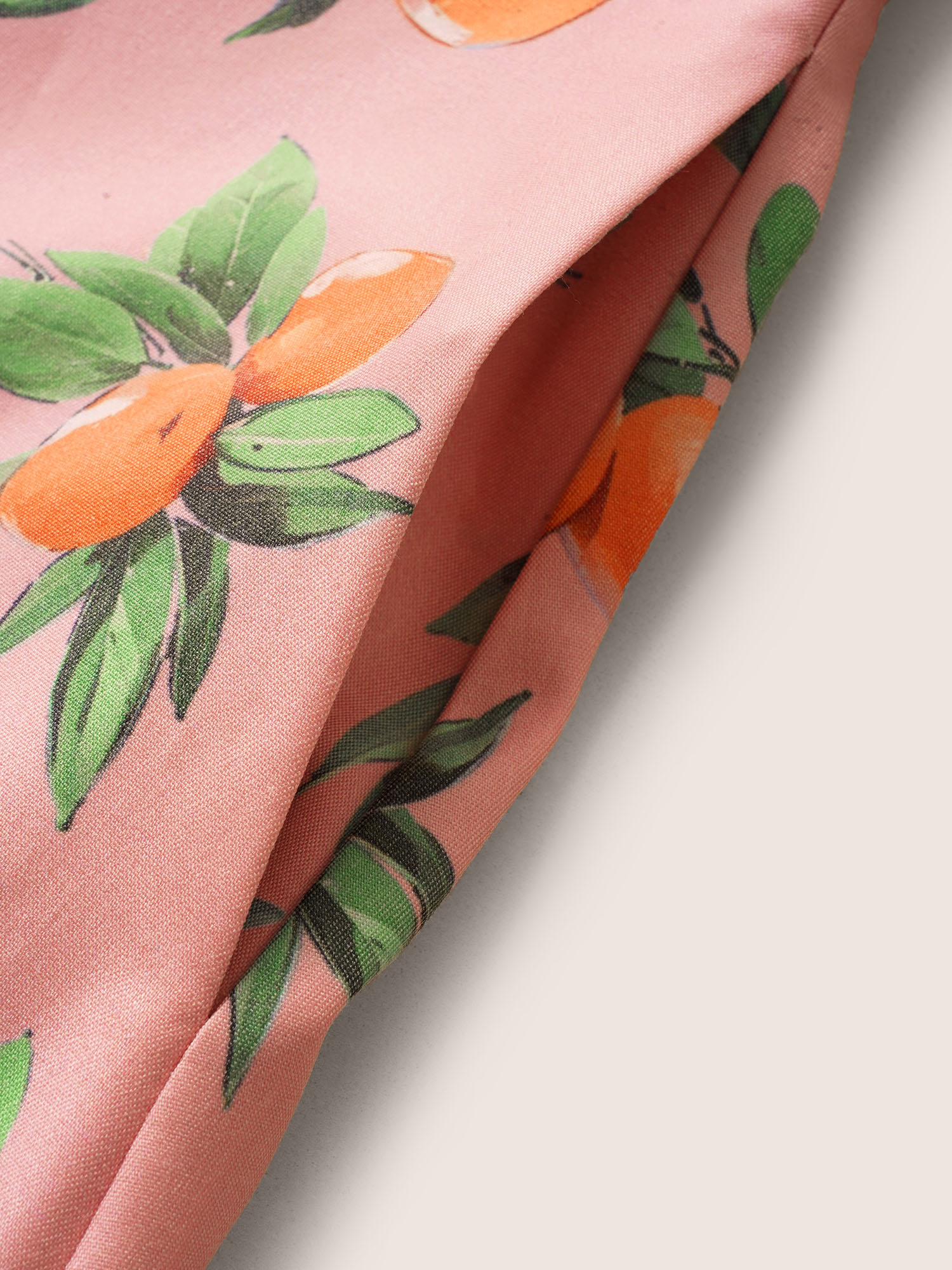 Plus Size Citrus Orange Print Halter Neck Tie Knot Dress Pink Women Tie knot Curvy Midi Dress BloomChic 10/M 