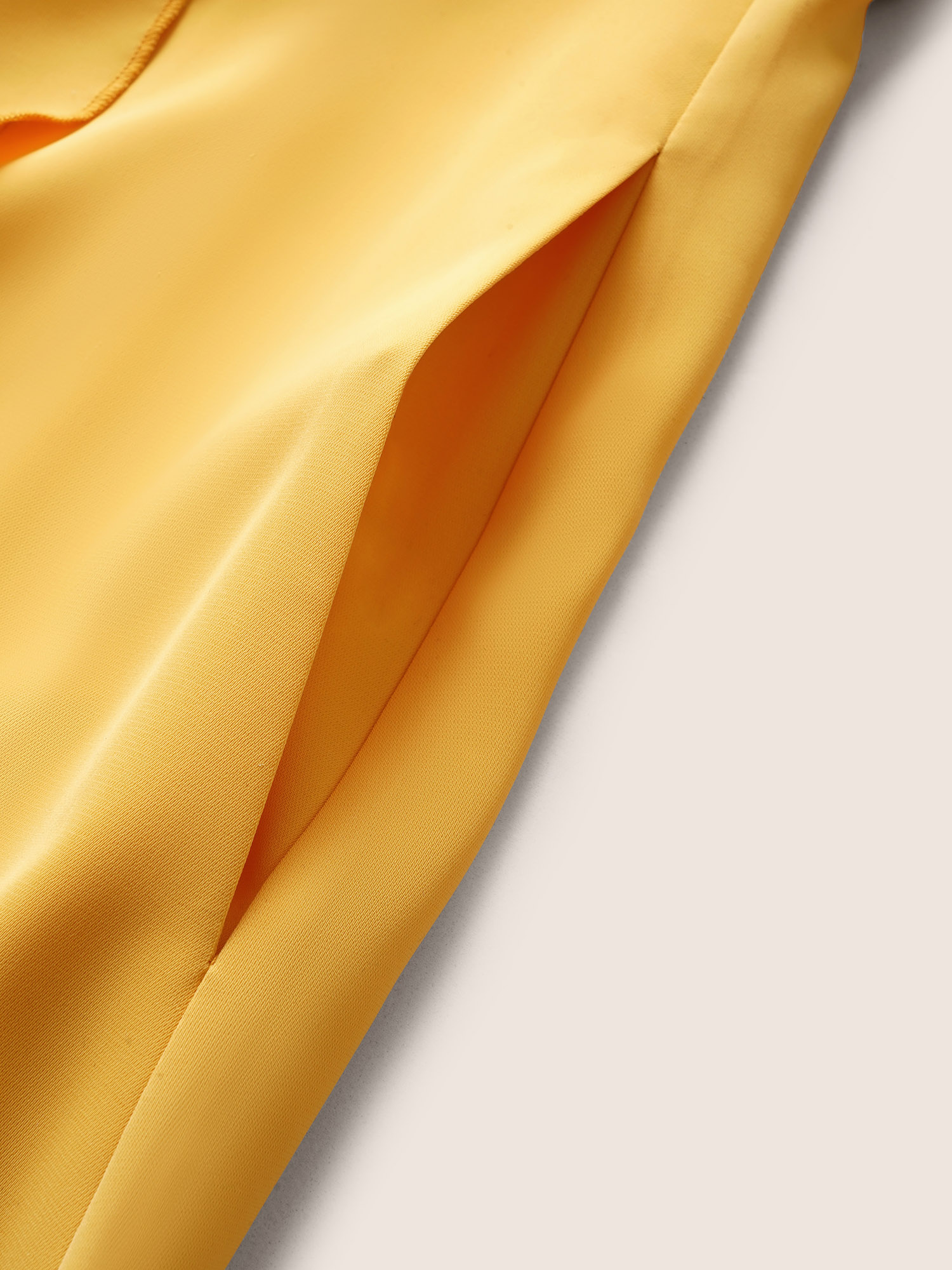 Plus Size Citrus Solid Ruffle Trim Surplice Neck Dress Gold Women Elegant Overlapping V-neck Sleeveless Curvy Midi Dress BloomChic 30/6X 