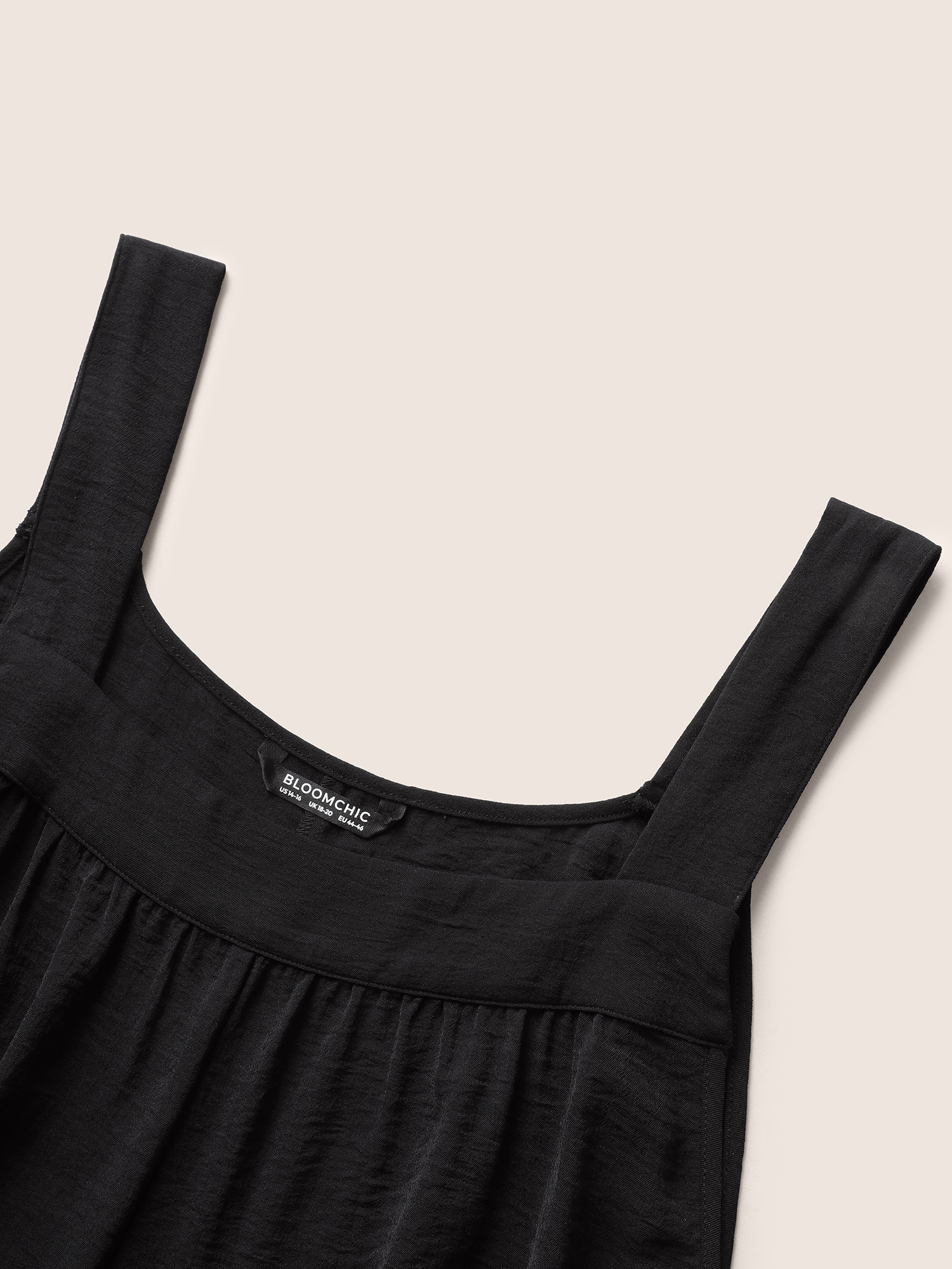 Plus Size Black Plain Pleated Wide Leg Jumpsuit Women Casual Sleeveless Square Neck Everyday Loose Jumpsuits BloomChic 28/5X 