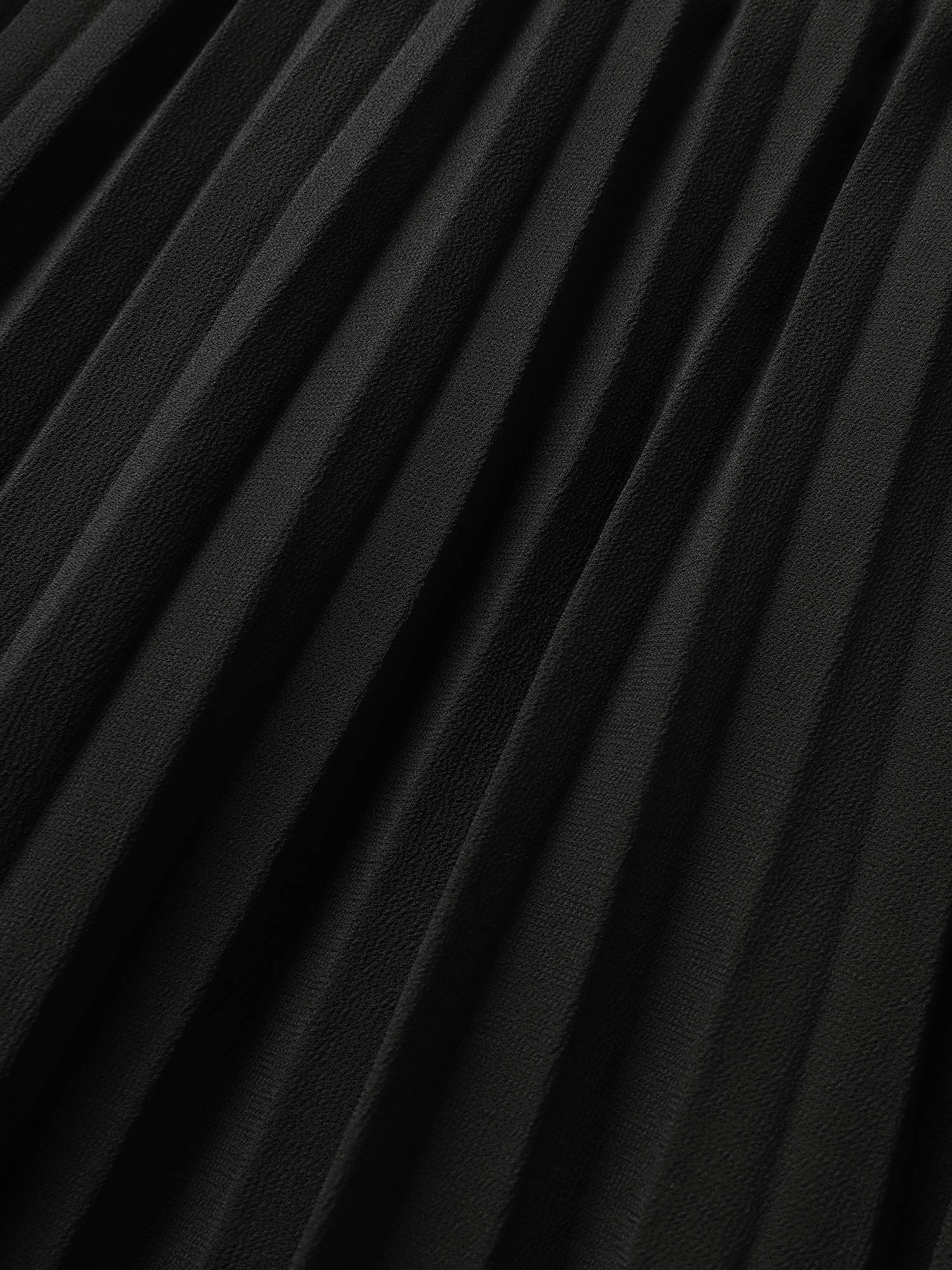 Plus Size Solid Pleated Elastic Waist Mesh Skirt Women Black Elegant Pleated No stretch Everyday Skirts BloomChic 18-20/2X 