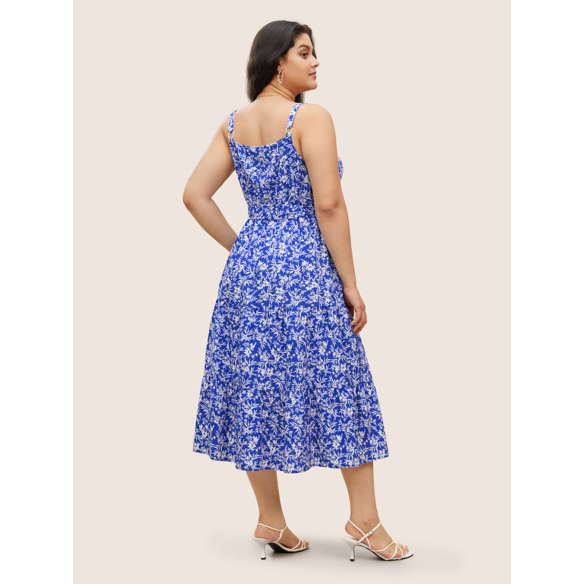 

Plus Size Floral Ruched Belted Cami Pocket Dress Blue Women Belted Curvy Midi Dress BloomChic