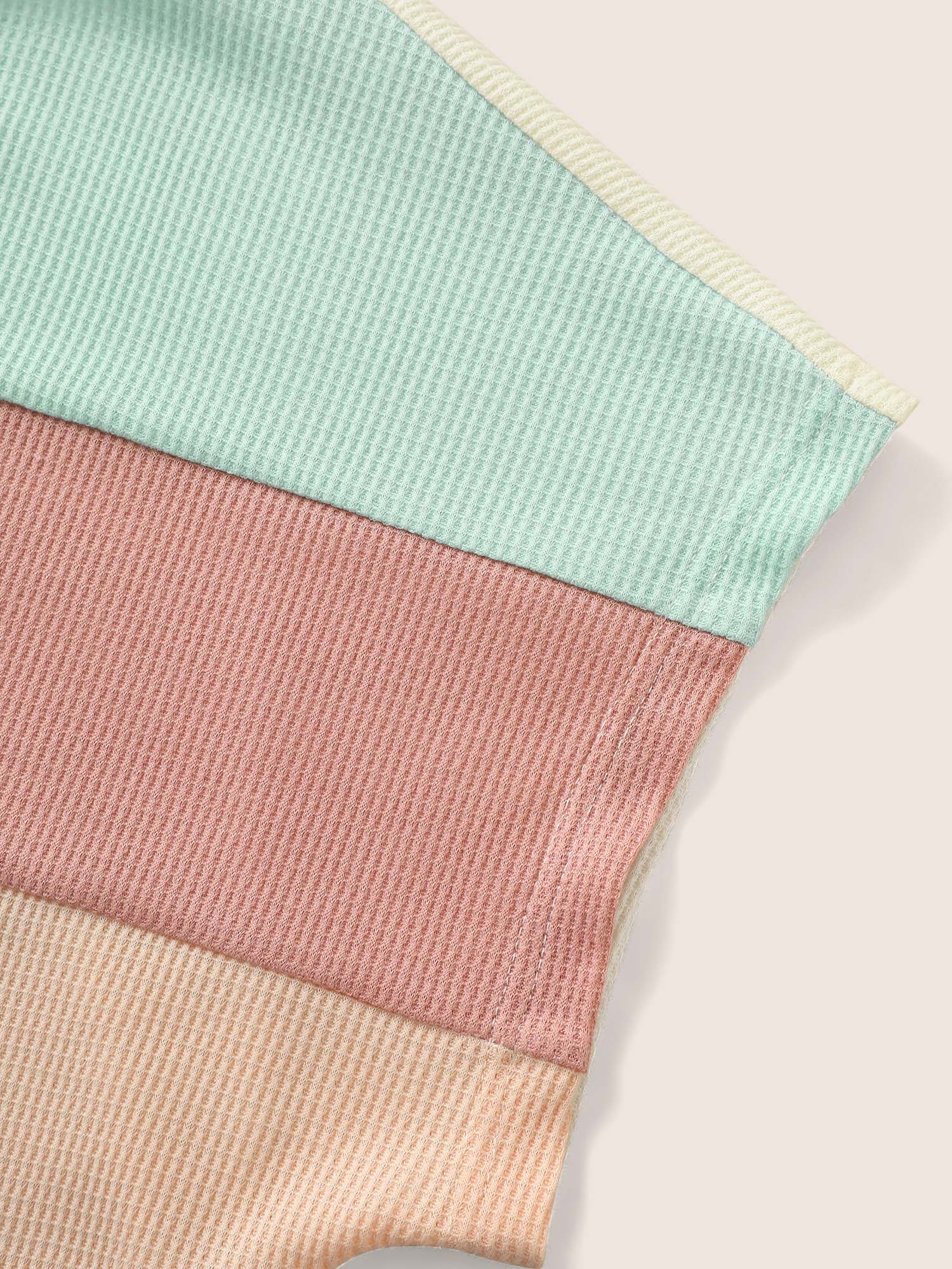 Plus Size Waffle Knit Colorblock Contrast Dolman Sleeve T-shirt Multicolor Women Casual Texture Round Neck Everyday T-shirts BloomChic 30/6X 