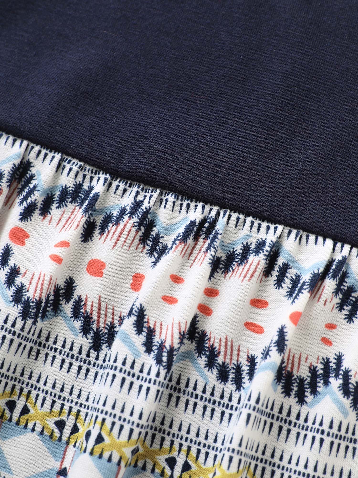 Plus Size Round Neck Bandana Print Patchwork T-shirt Indigo Women Resort Contrast Art&design Round Neck Vacation T-shirts BloomChic 14-16/1X 