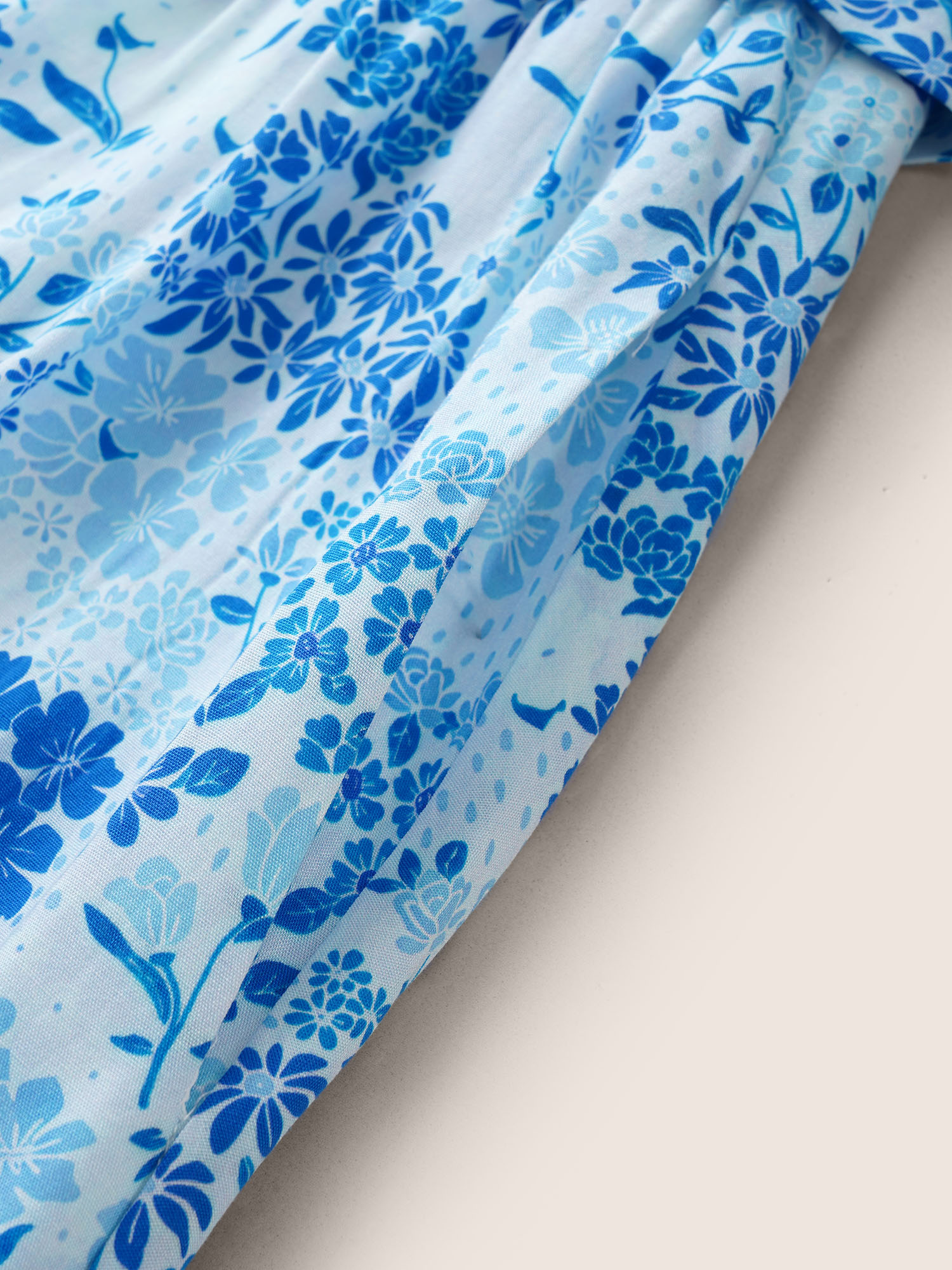 Plus Size V Neck Floral Ruffles Tie Knot Dress Skyblue Women Tie knot V-neck Short sleeve Curvy Midi Dress BloomChic 30/6X 