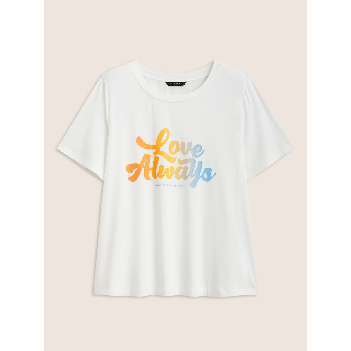 

Plus Size Ombre Letter Print Crew Neck T-shirt White Women Casual Contrast Positive slogan Round Neck Everyday T-shirts BloomChic