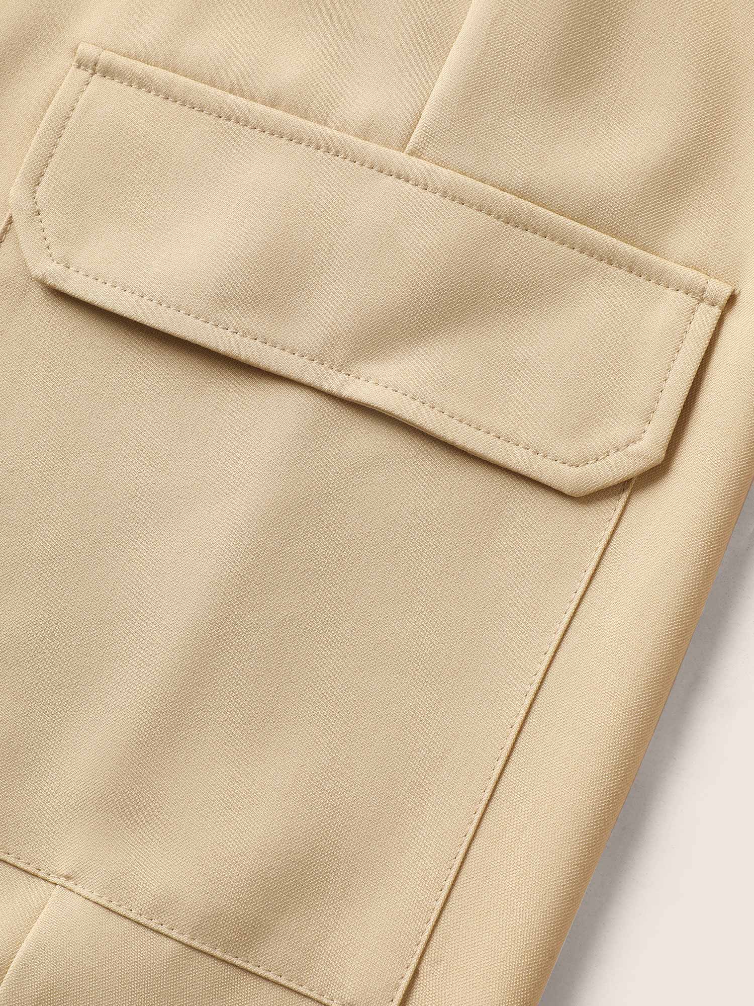 

Plus Size Patched Pocket Elastic Waist Tapered Pants Women Tan Casual Harem High Rise Everyday Pants BloomChic