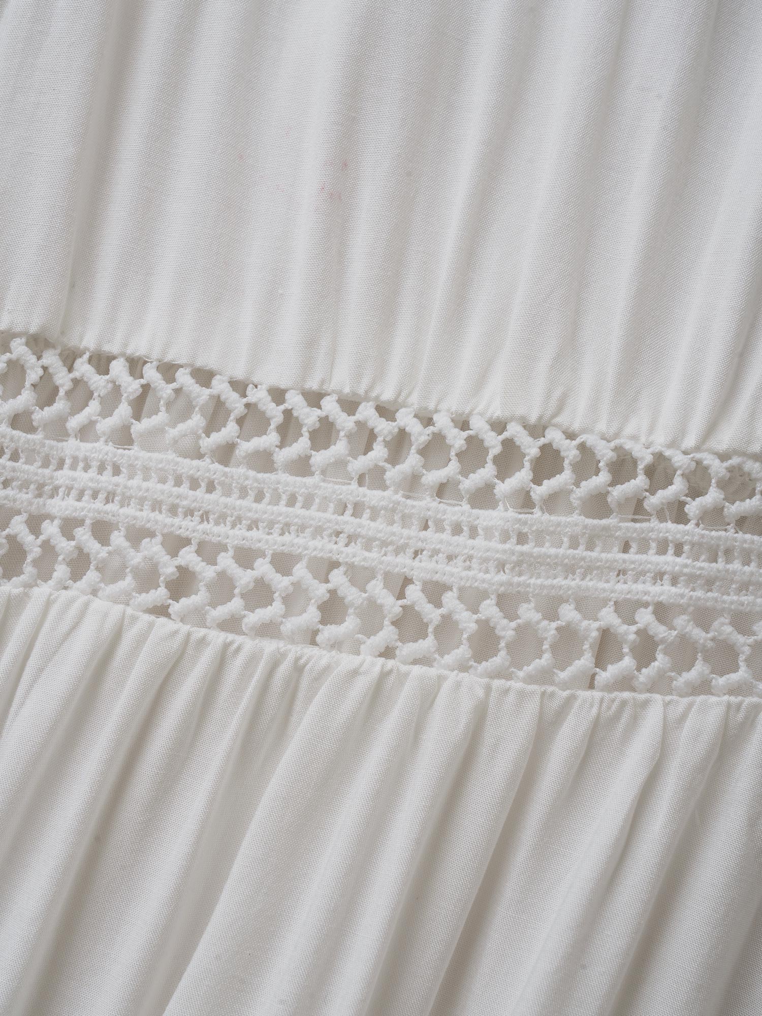 

Plus Size Rayon Crochet Lace Cut Out Sleep Dress White Half Sleeve V-neck Elegant Everyday  Bloomchic
