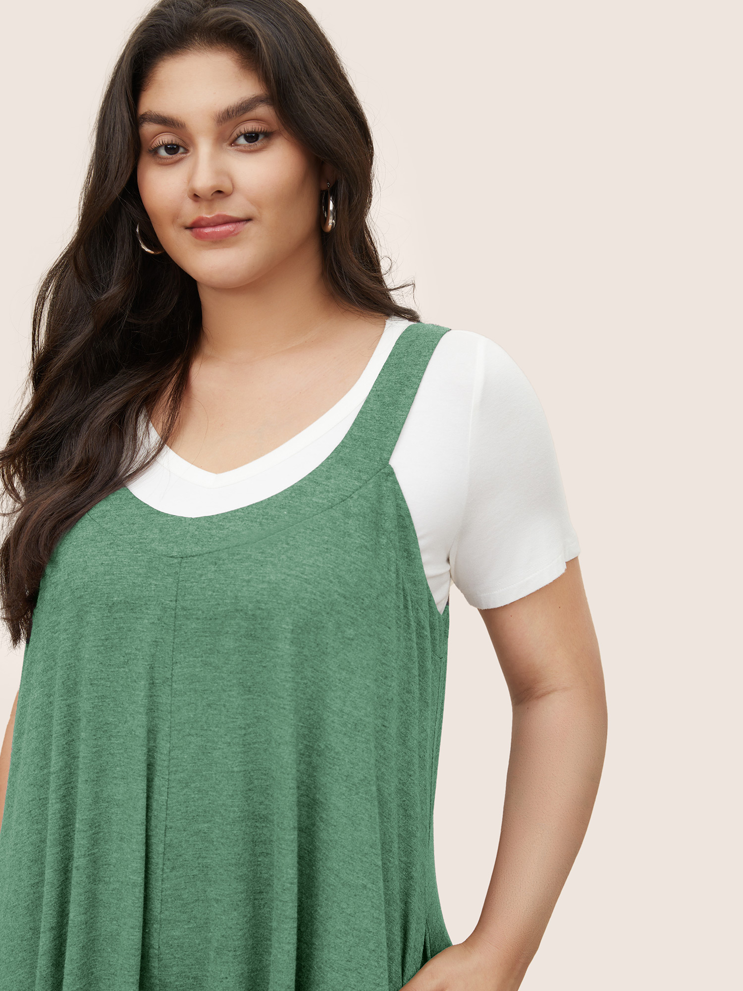 Plus Size Palemauve Supersoft Essentials Solid Pocket Adjustable Straps Jumpsuit Women Casual Sleeveless Non Everyday Loose Jumpsuits BloomChic 28/5X 
