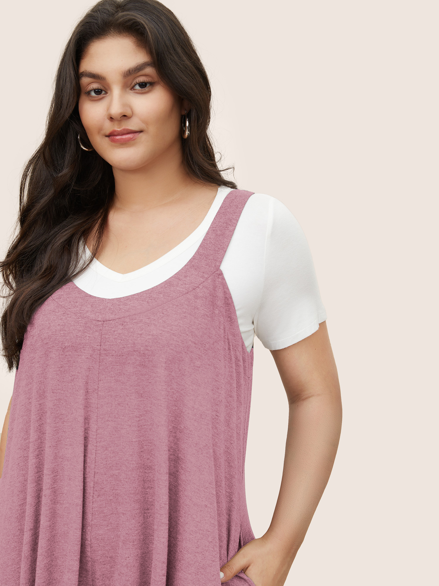 Plus Size Dirtypink Supersoft Essentials Solid Pocket Adjustable Straps Jumpsuit Women Casual Sleeveless Non Everyday Loose Jumpsuits BloomChic 12/L 