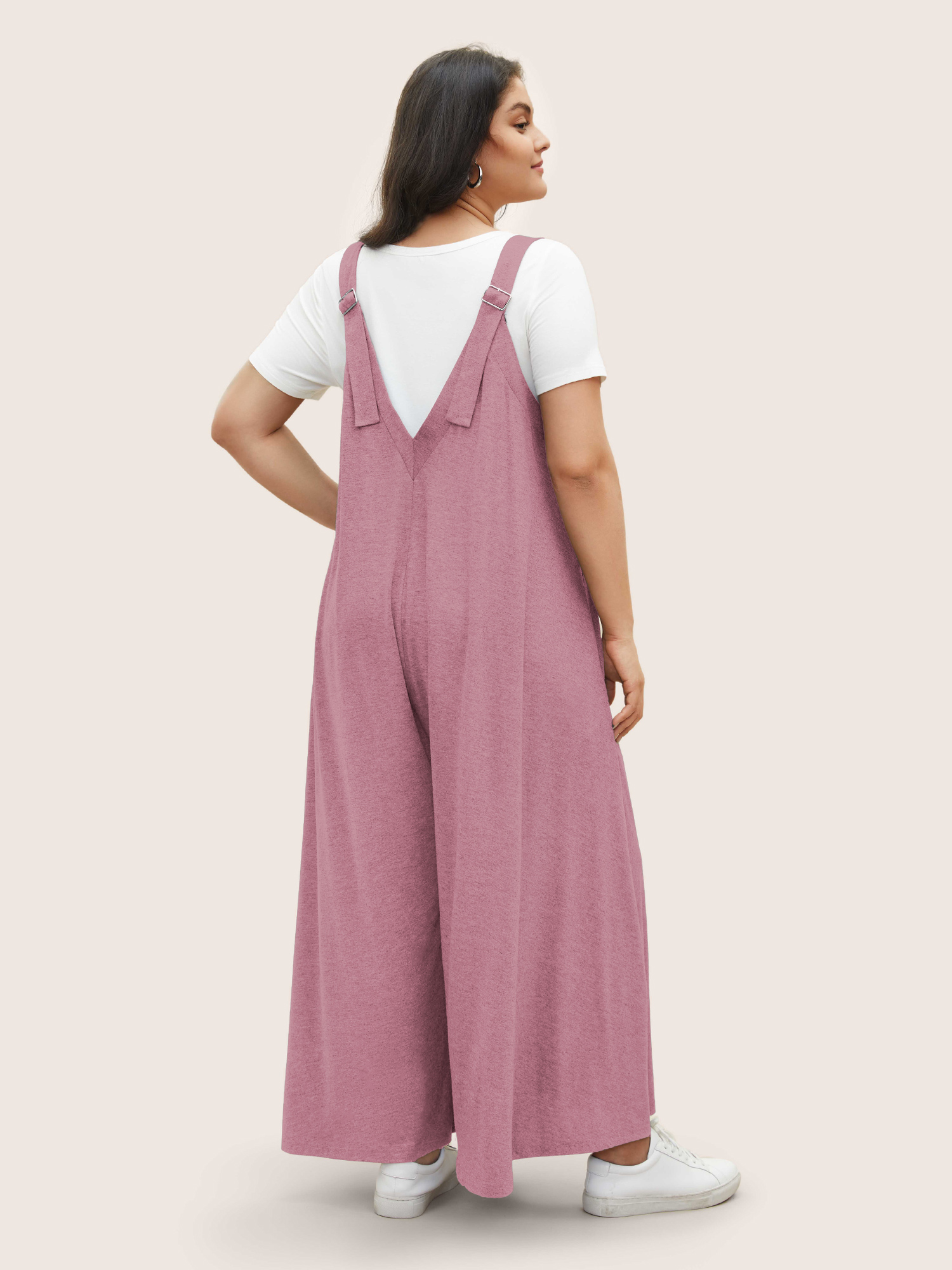 Plus Size Dirtypink Supersoft Essentials Solid Pocket Adjustable Straps Jumpsuit Women Casual Sleeveless Non Everyday Loose Jumpsuits BloomChic 12/L 